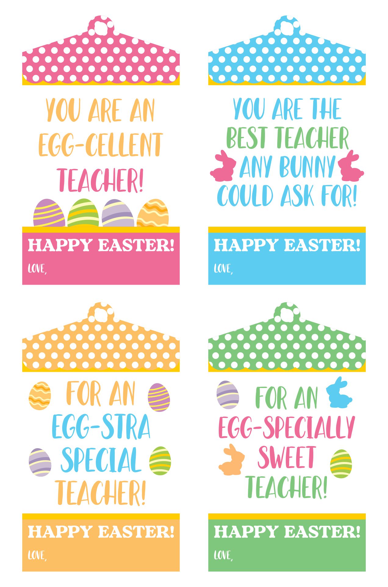 Printable Easter Gift Tags for Teachers