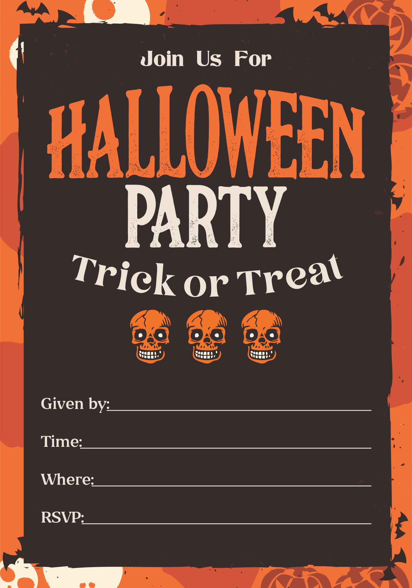 Printable Halloween Invitation Flyers