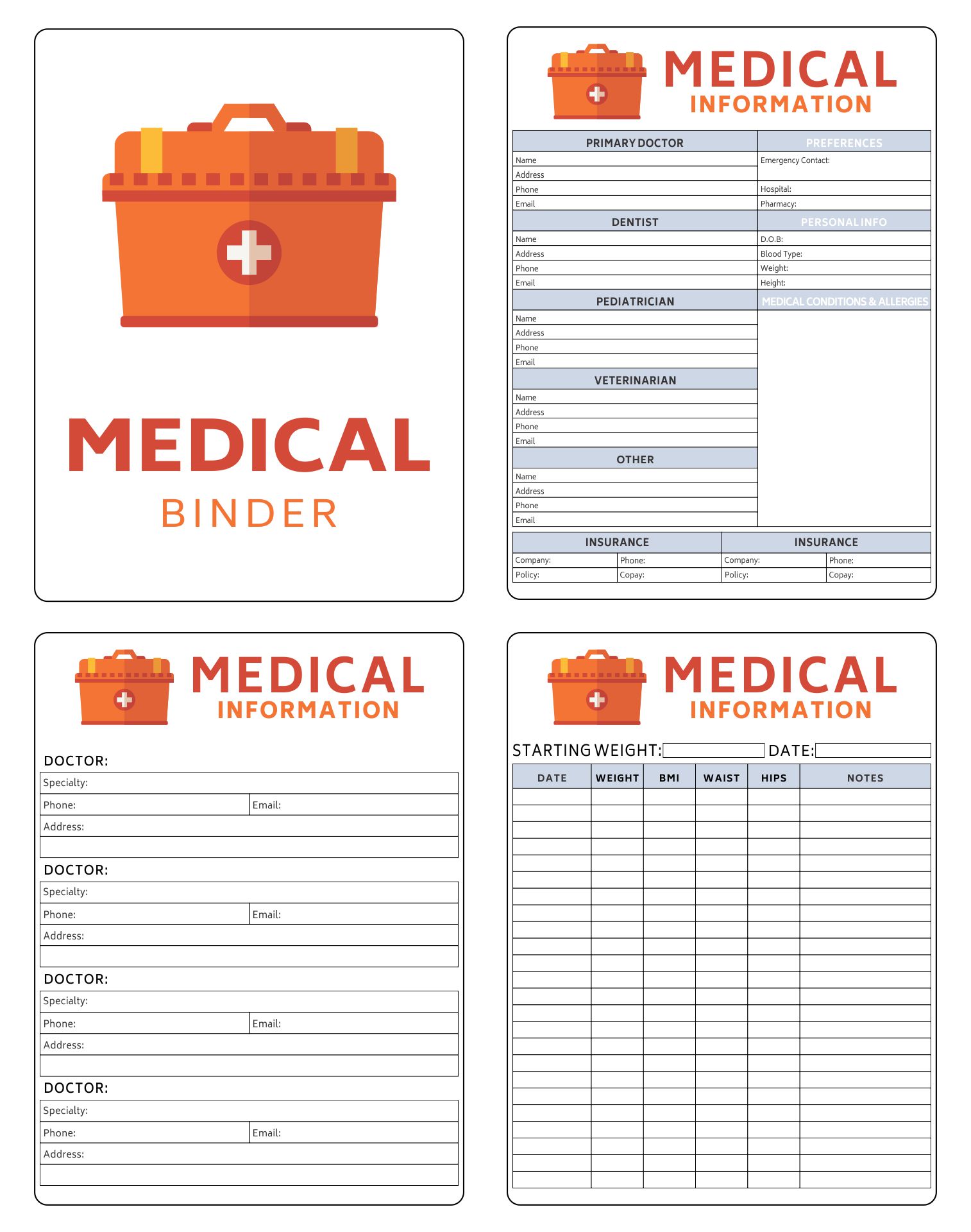 Printable Medical Binder
