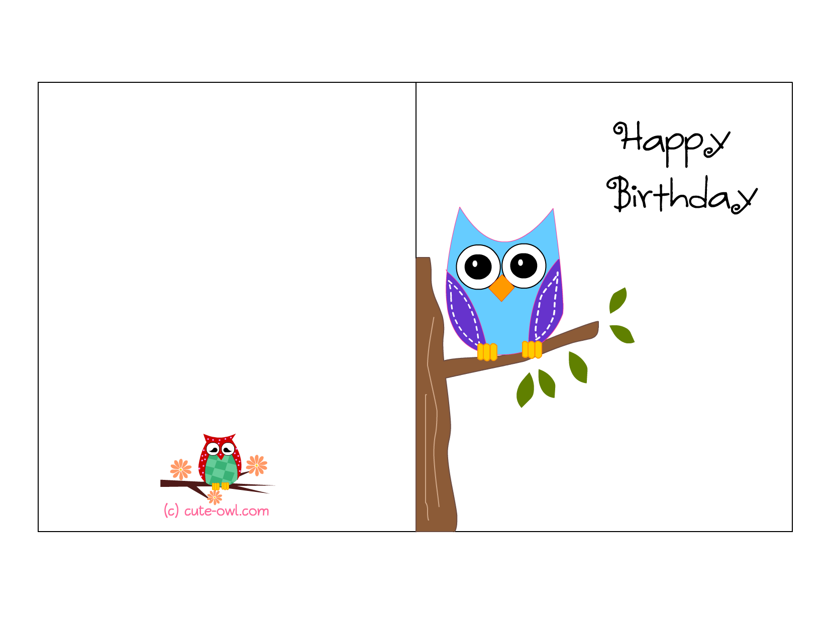 Printable Owl Birthday Cards