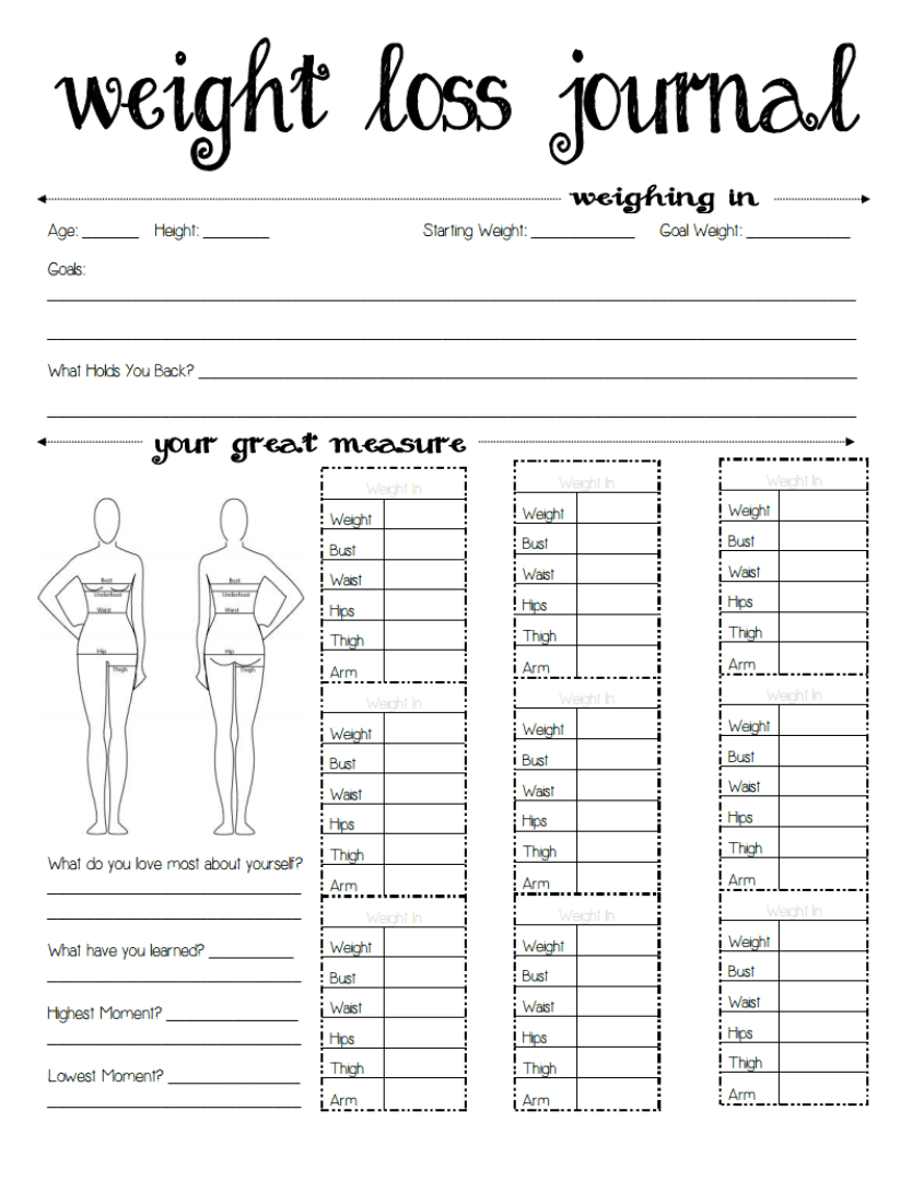 Weight Loss Journal Printables