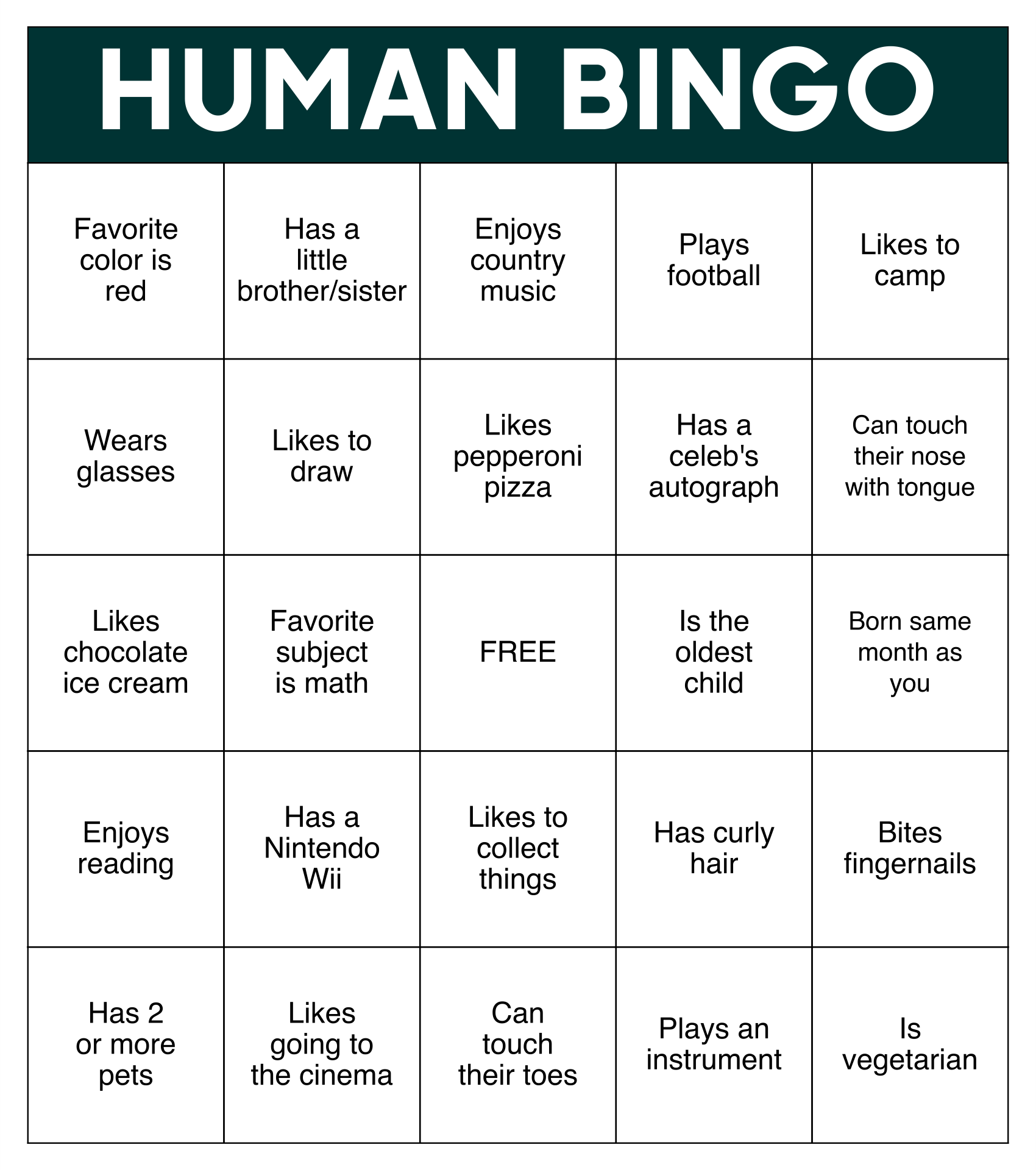 21 Best Printable Human Bingo Templates - printablee.com Throughout Ice Breaker Bingo Card Template