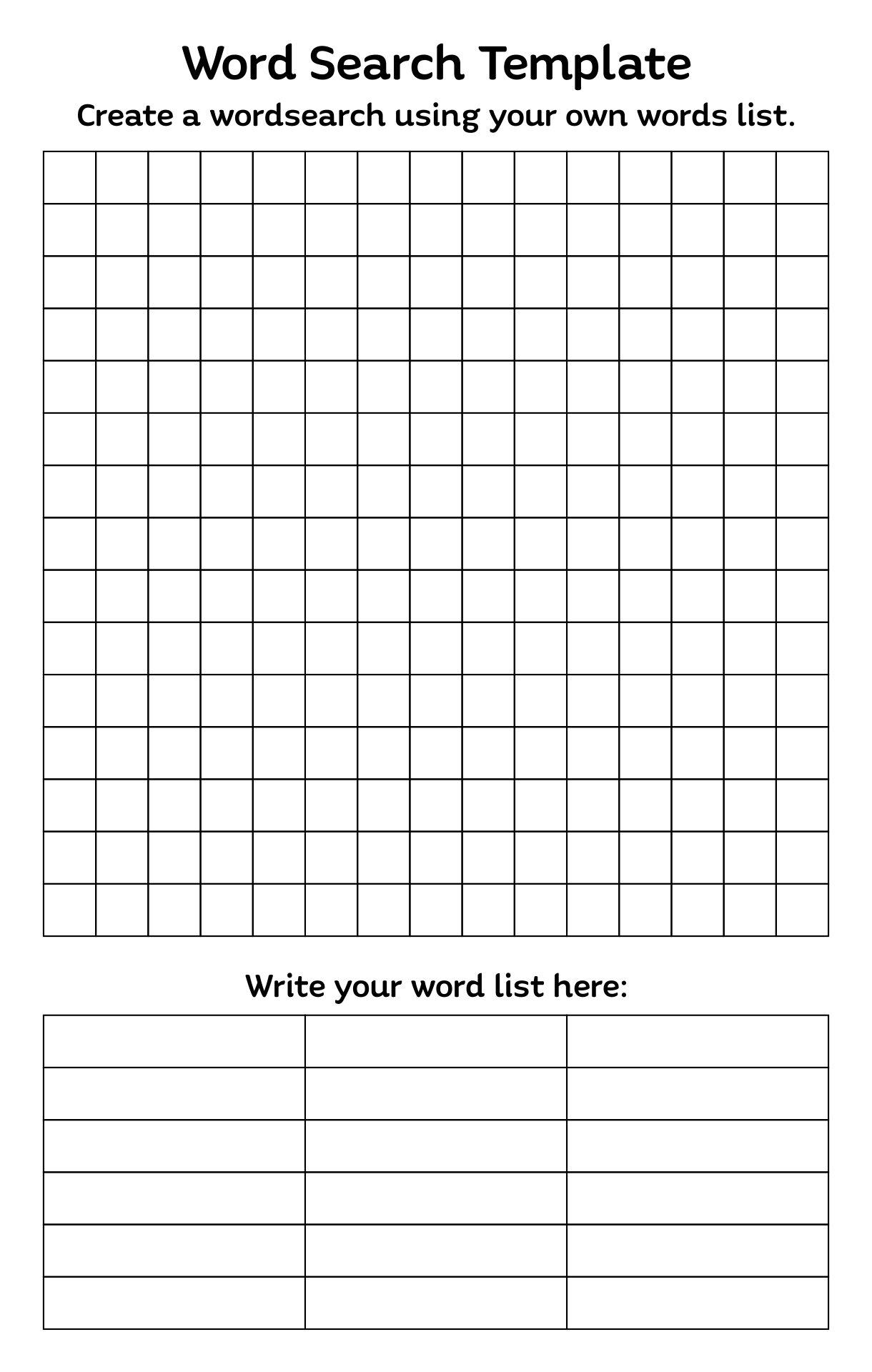 Blank Word Search Puzzles Printable