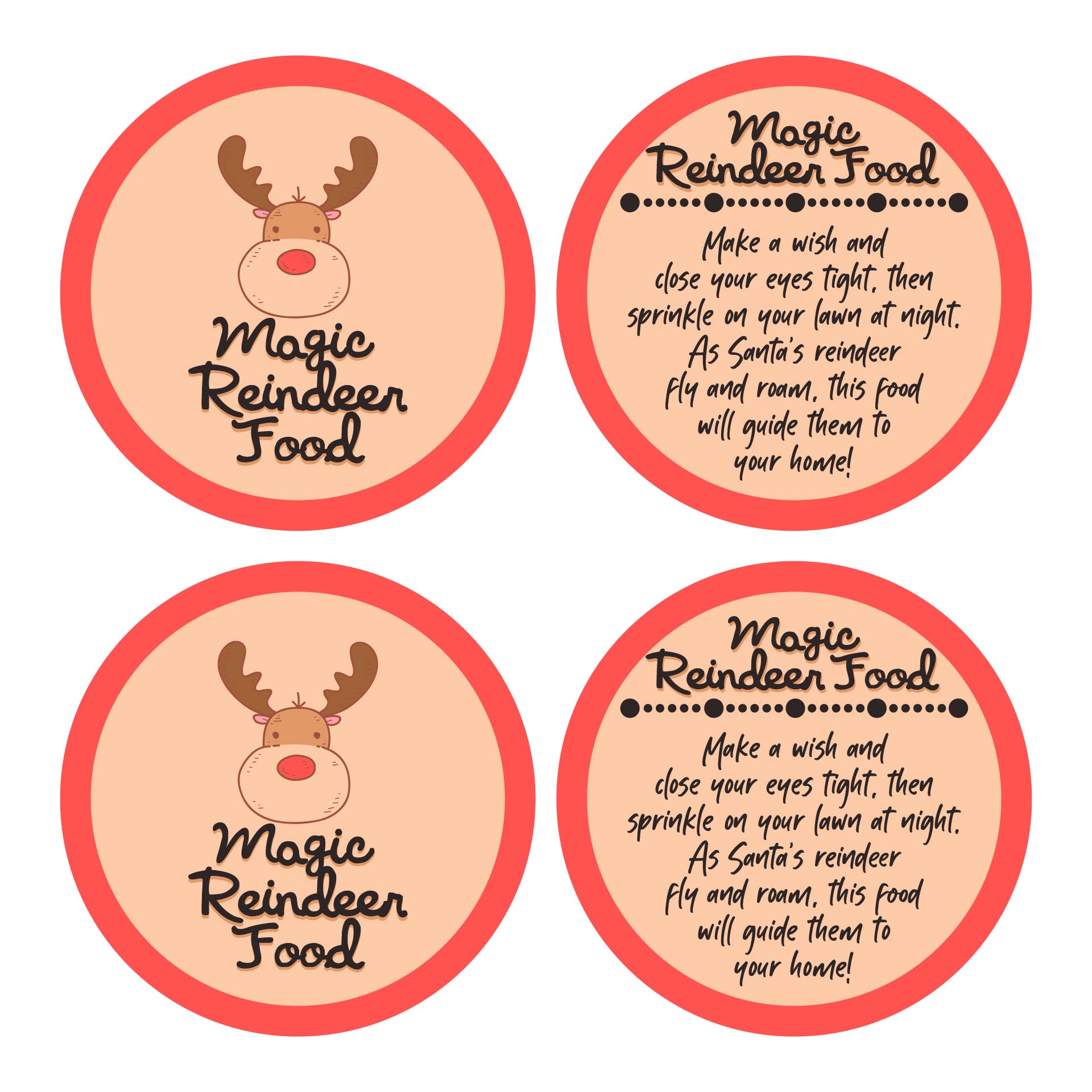 Magic Reindeer Food Stickers x 42 Design #15 Christmas Craft & School fairs 