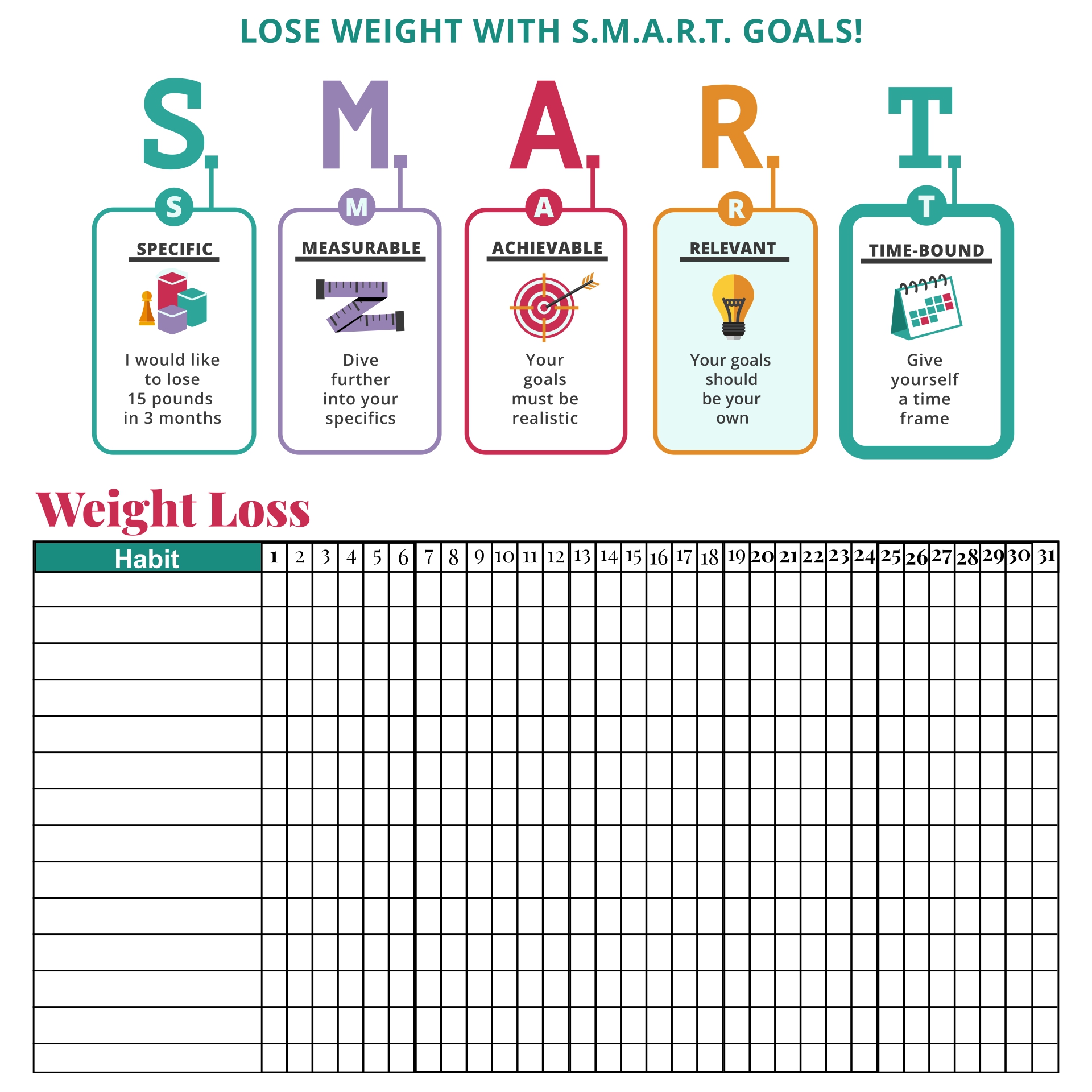Weight Loss Tracker Printable Template Printable Templates