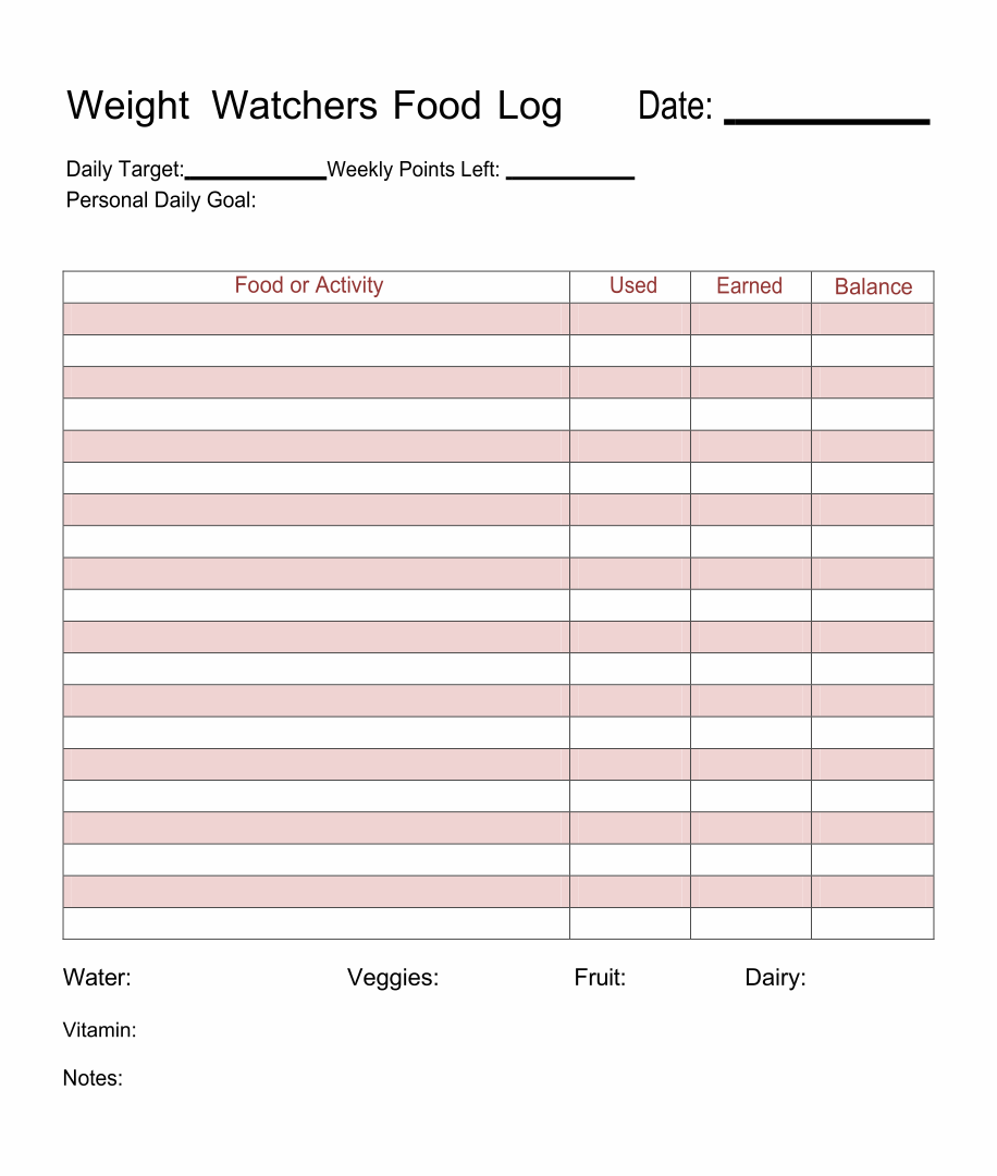 10 Best Free Printable Weight Watchers Journal PDF for Free at Printablee