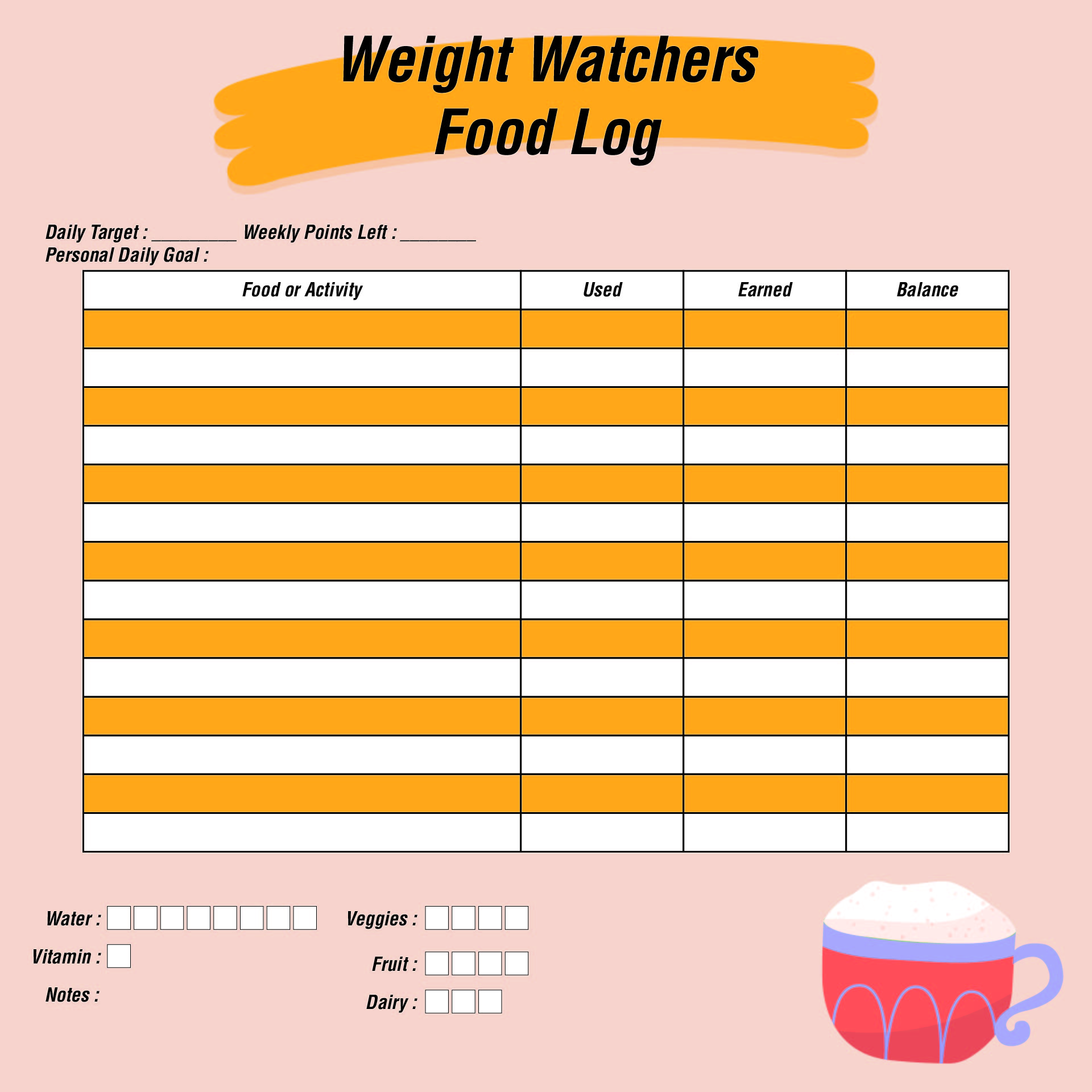 Weight Watchers Points Tracker