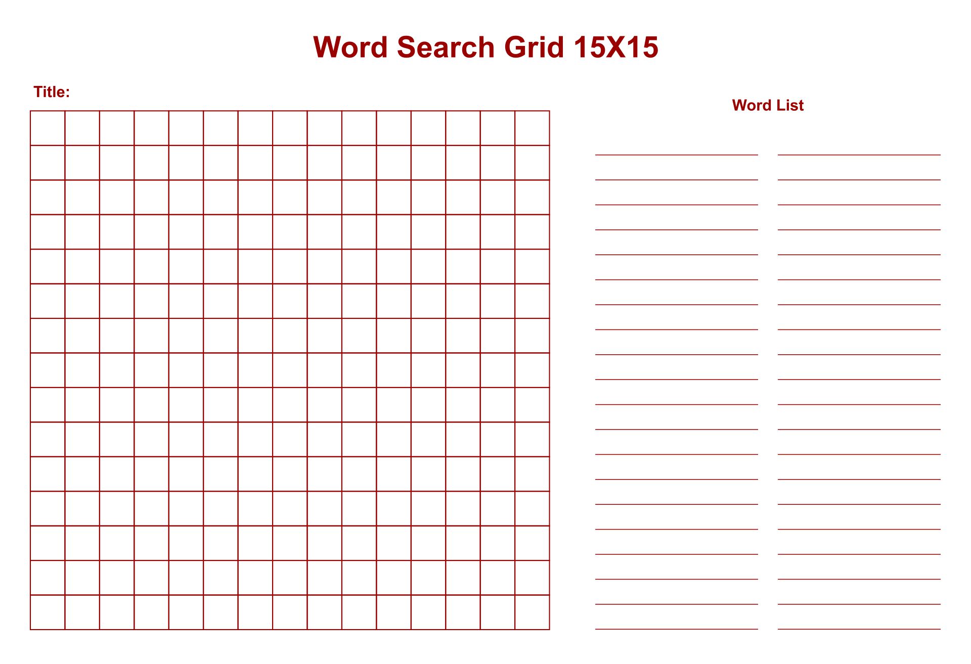 Word Search Grid Blank