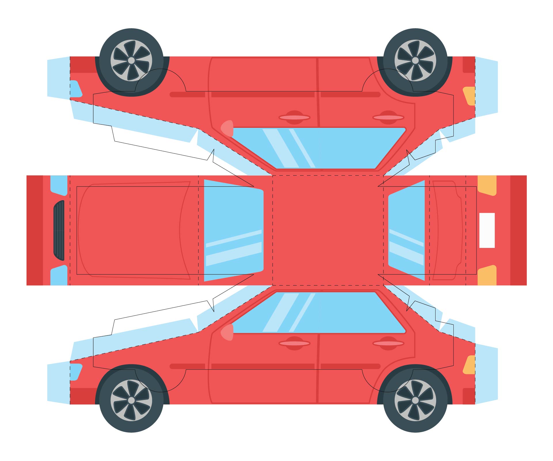 3D Paper Car Cut Out Templates