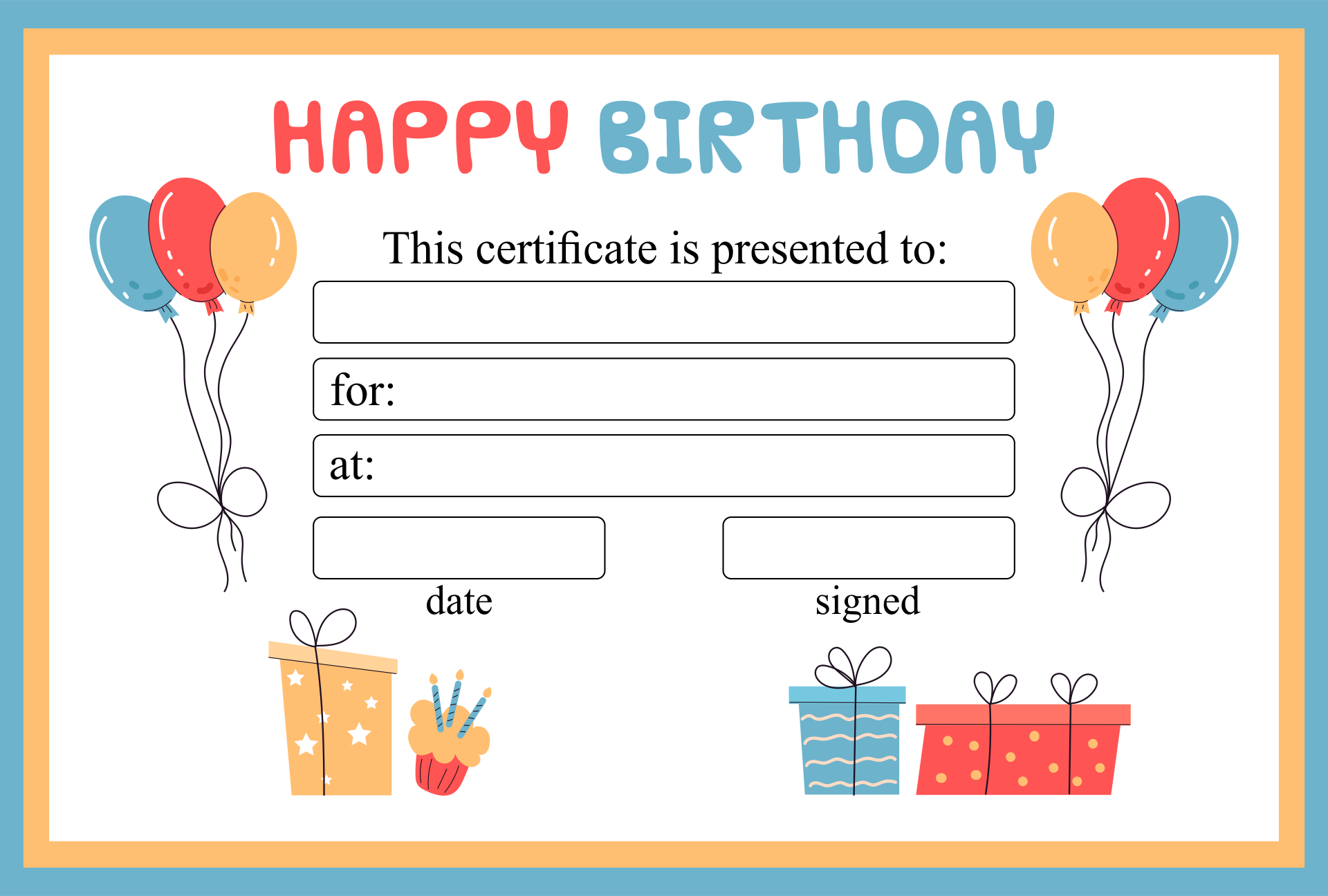 Birthday Certificate Gift Voucher Template Free