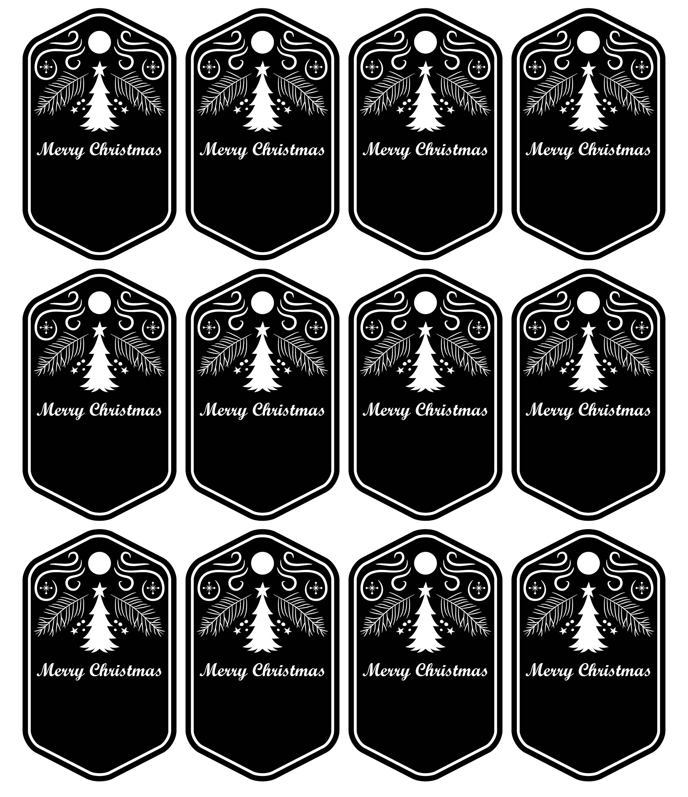Black and White Christmas Gift Tags