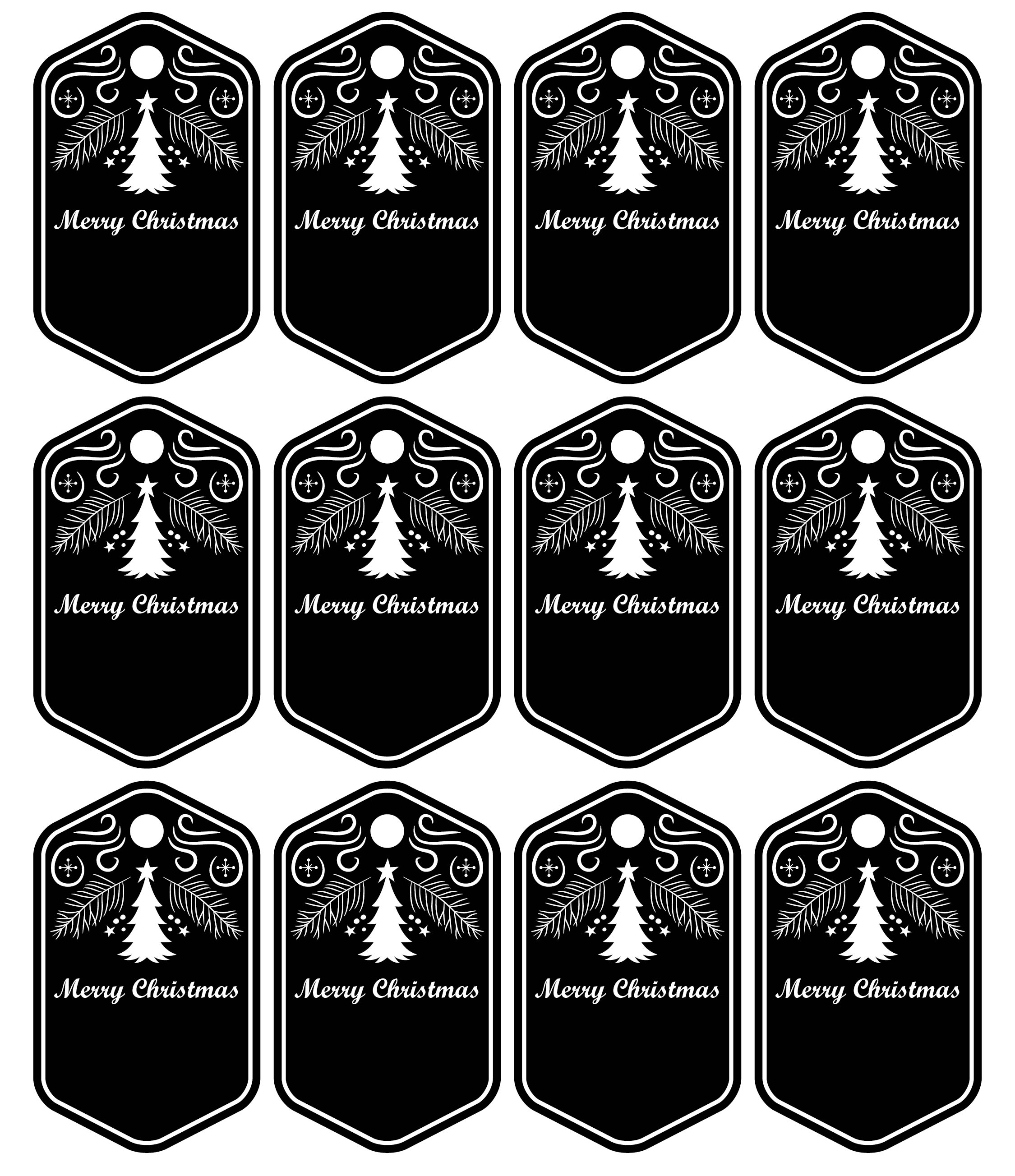 10 Best Black And White Printable Christmas Tags PDF for Free at Printablee