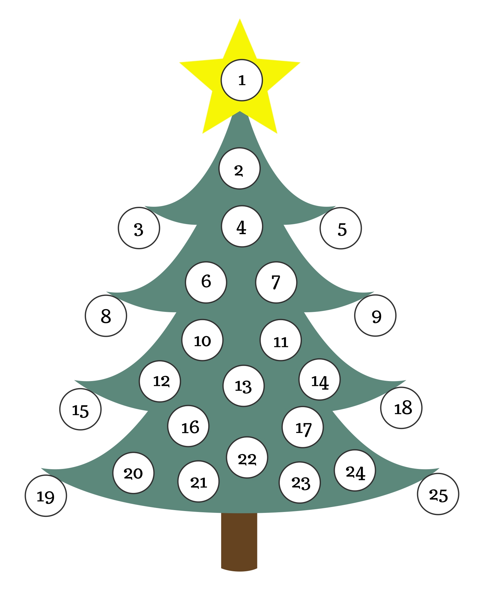 Printable Christmas Countdown Tree