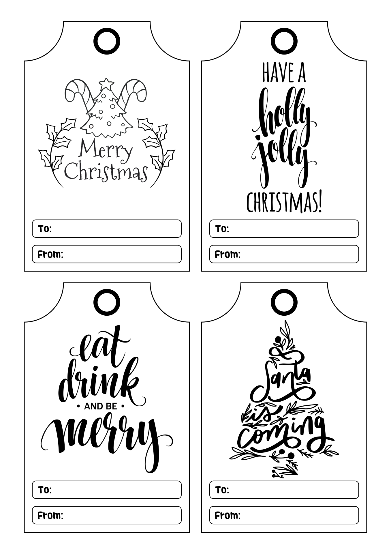 Free Printable Christmas Tags Black And White