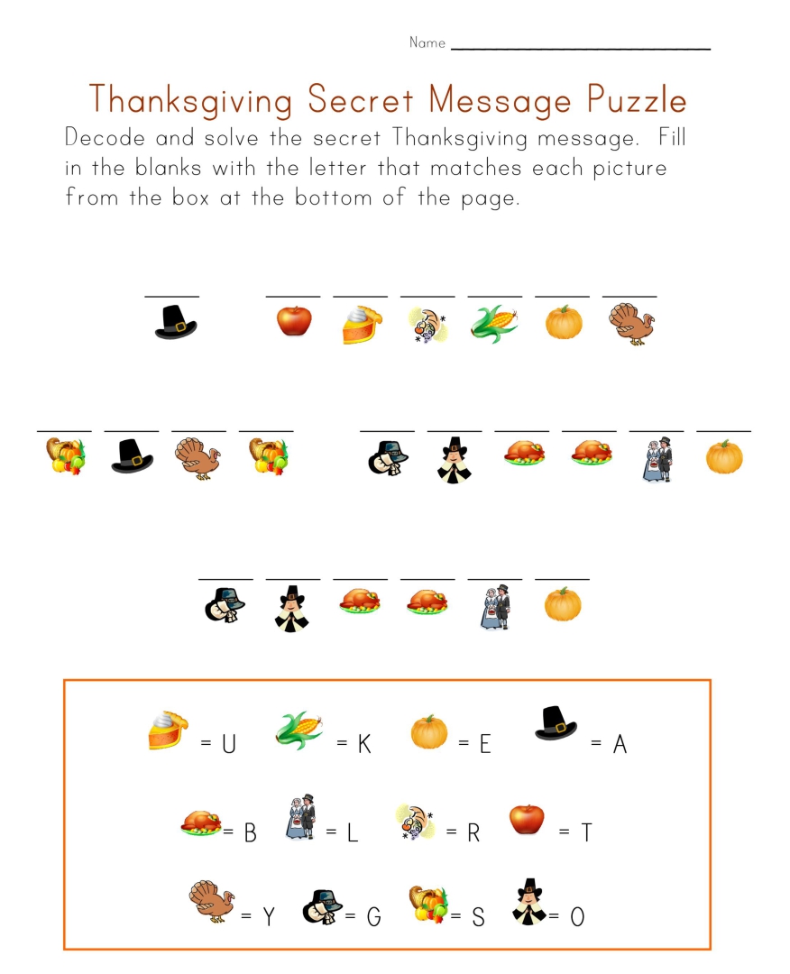 Thanksgiving Printable Puzzle Pages
