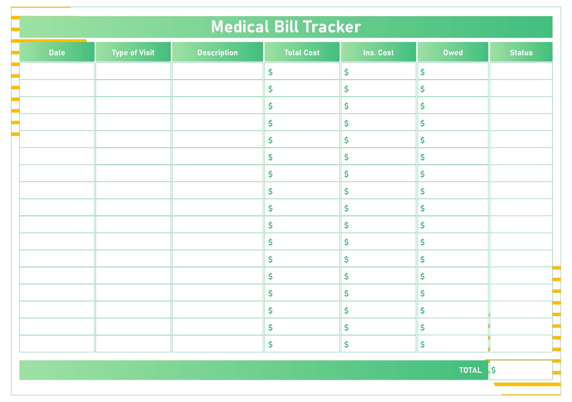 Medical Bill Tracker Template Excel