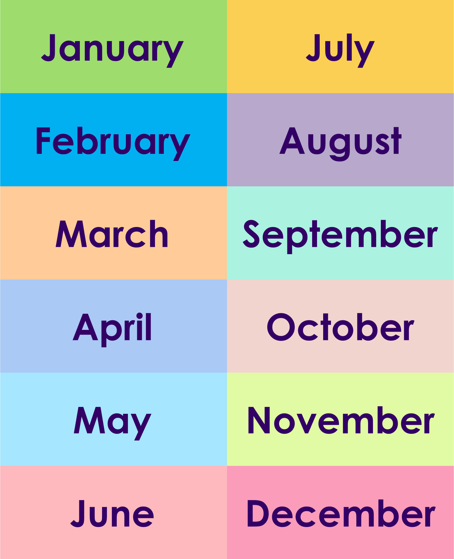 the-months-of-the-year-chart