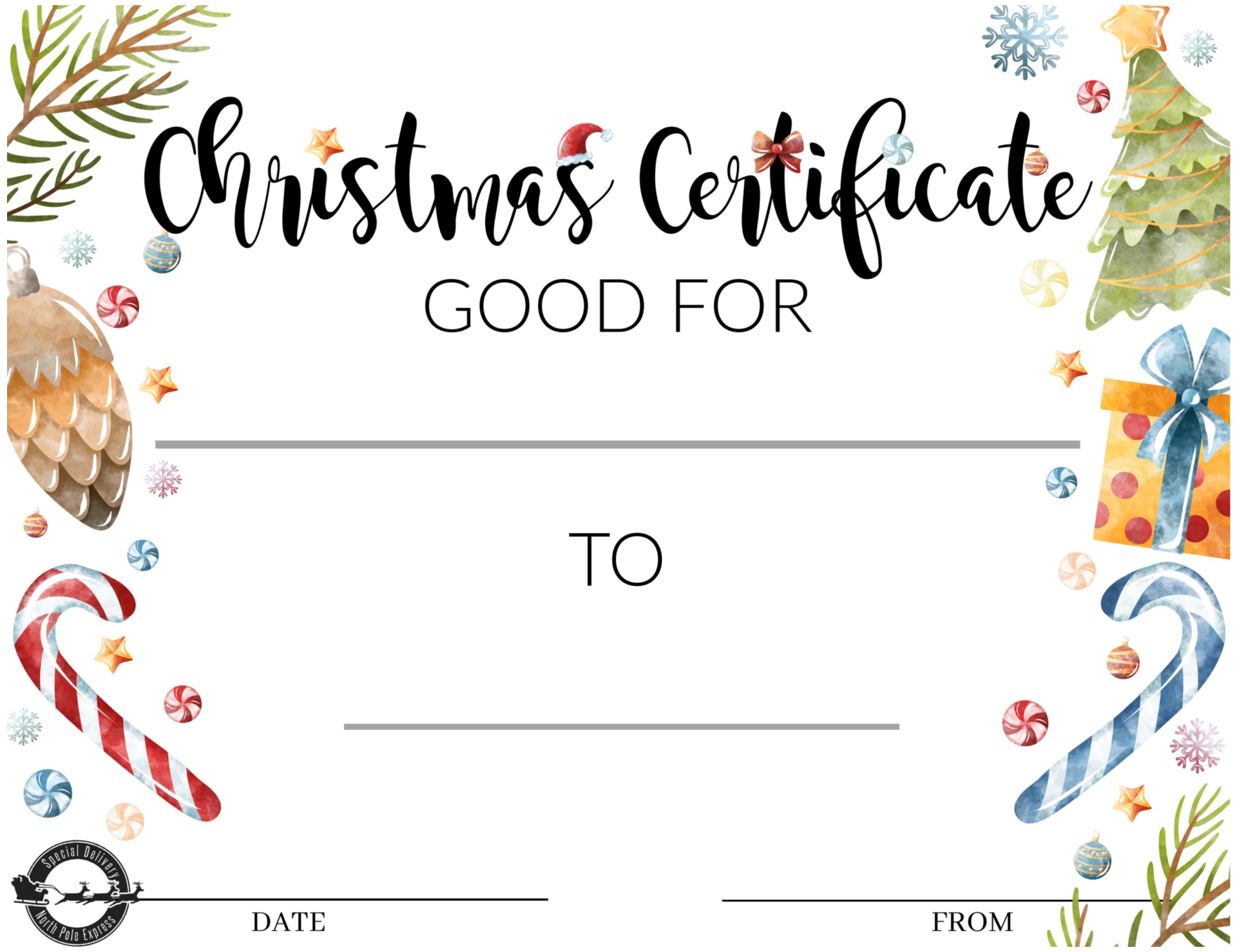 Printable Christmas Gift Certificate Template In Adobe Photoshop Gambaran