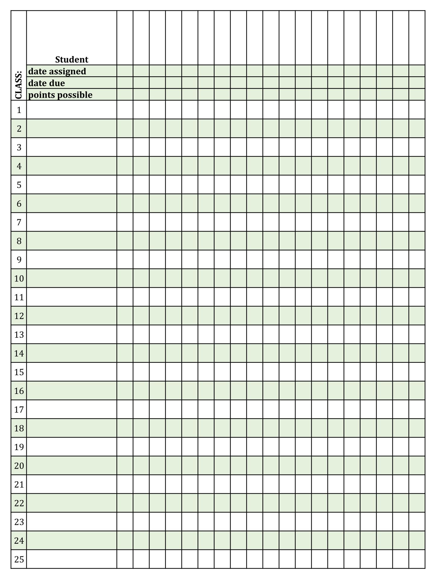 Free Printable Teacher Grade Sheets