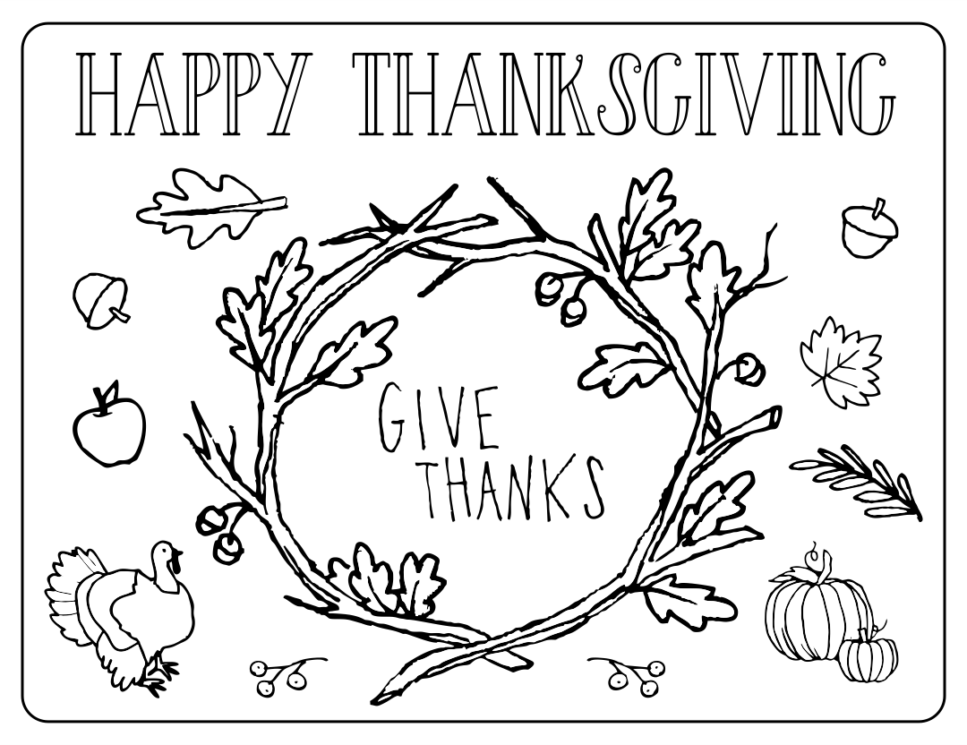 Thanksgiving Placemats Coloring Pages
