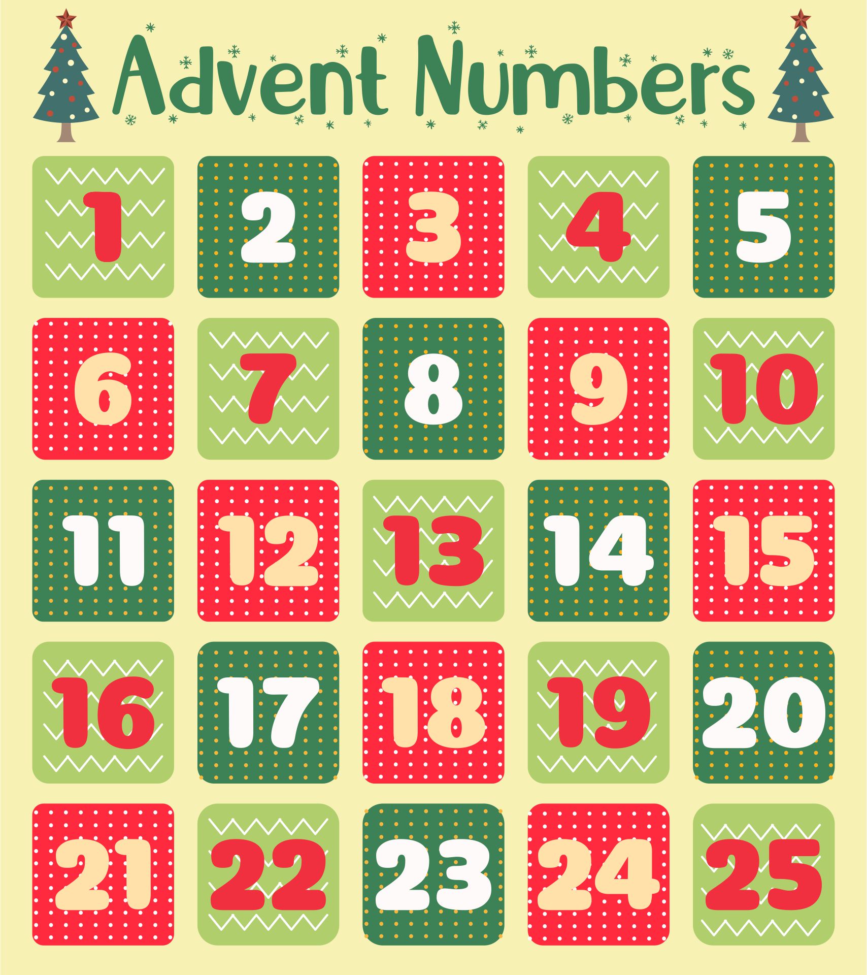 15 Best Printable Christmas Advent Numbers Printablee