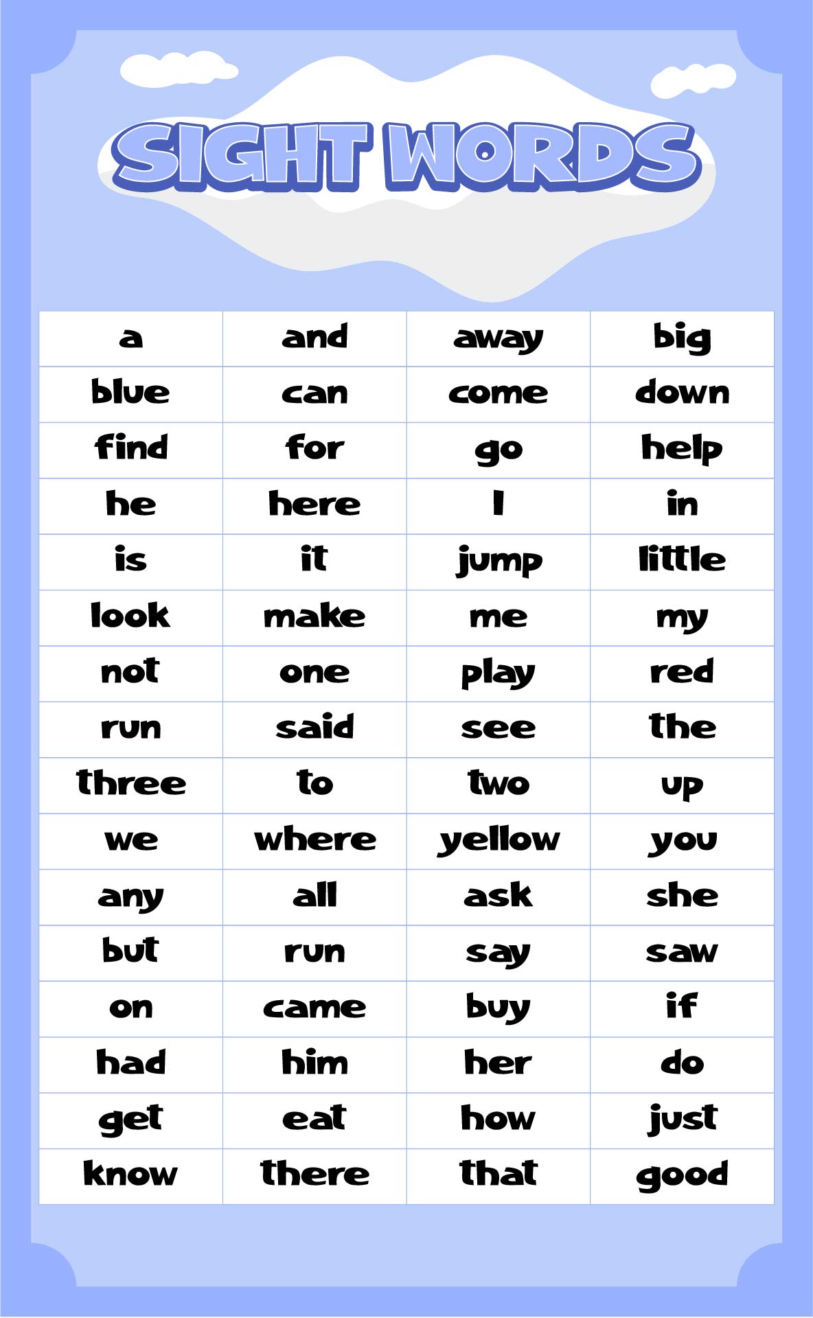 Dolch Sight Words  Printable