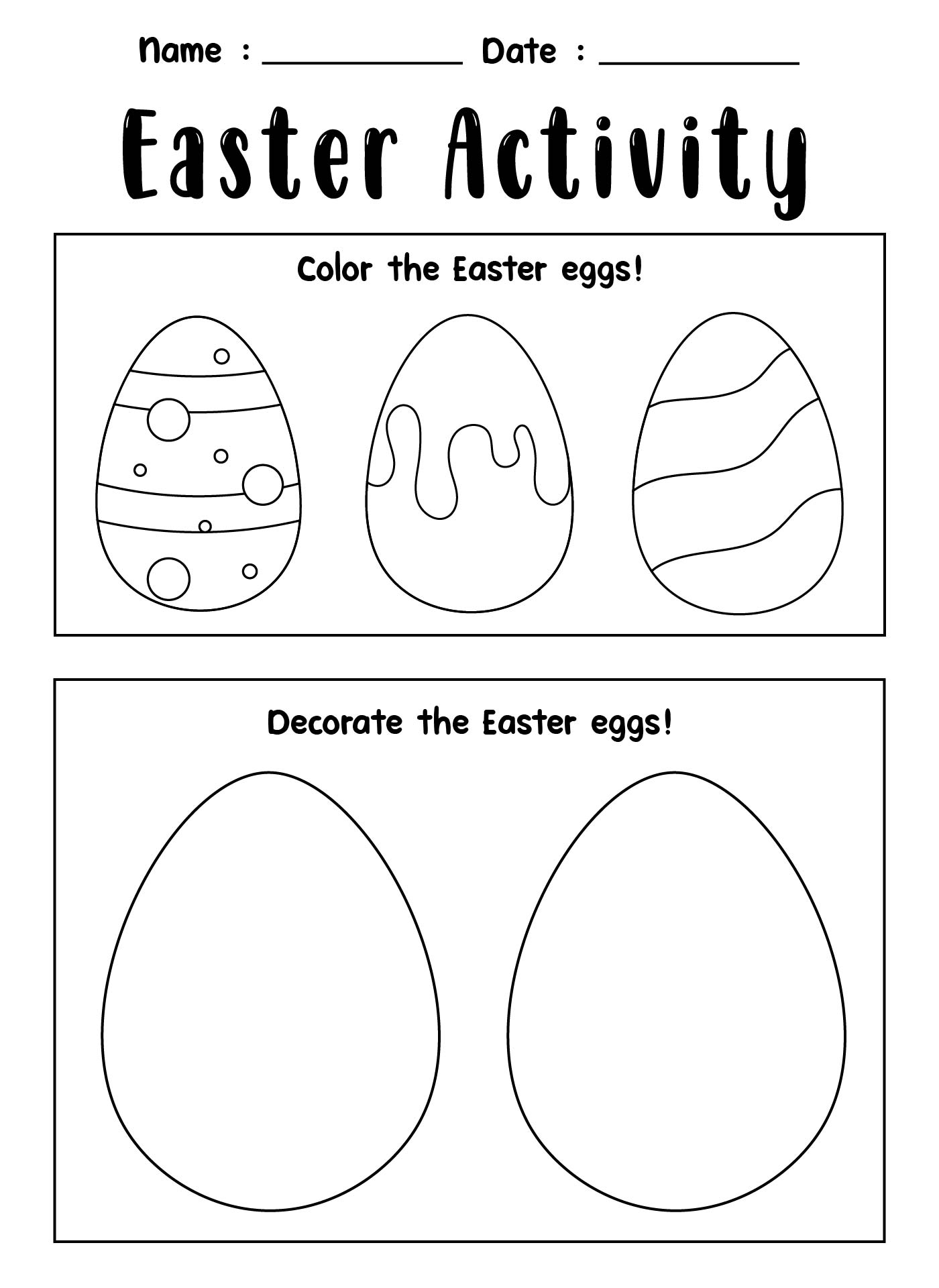 Easter Activity Sheets for Kids