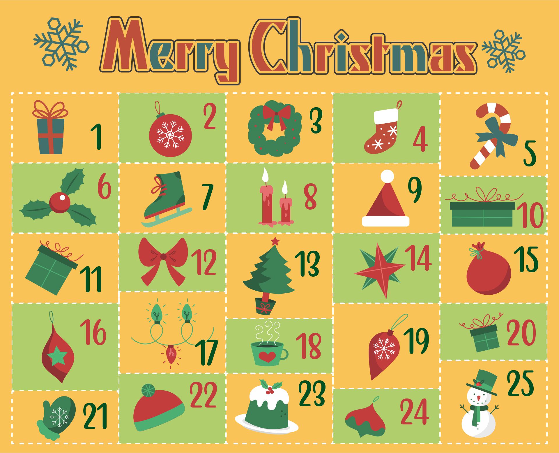 Printable Advent Calendar Numbers