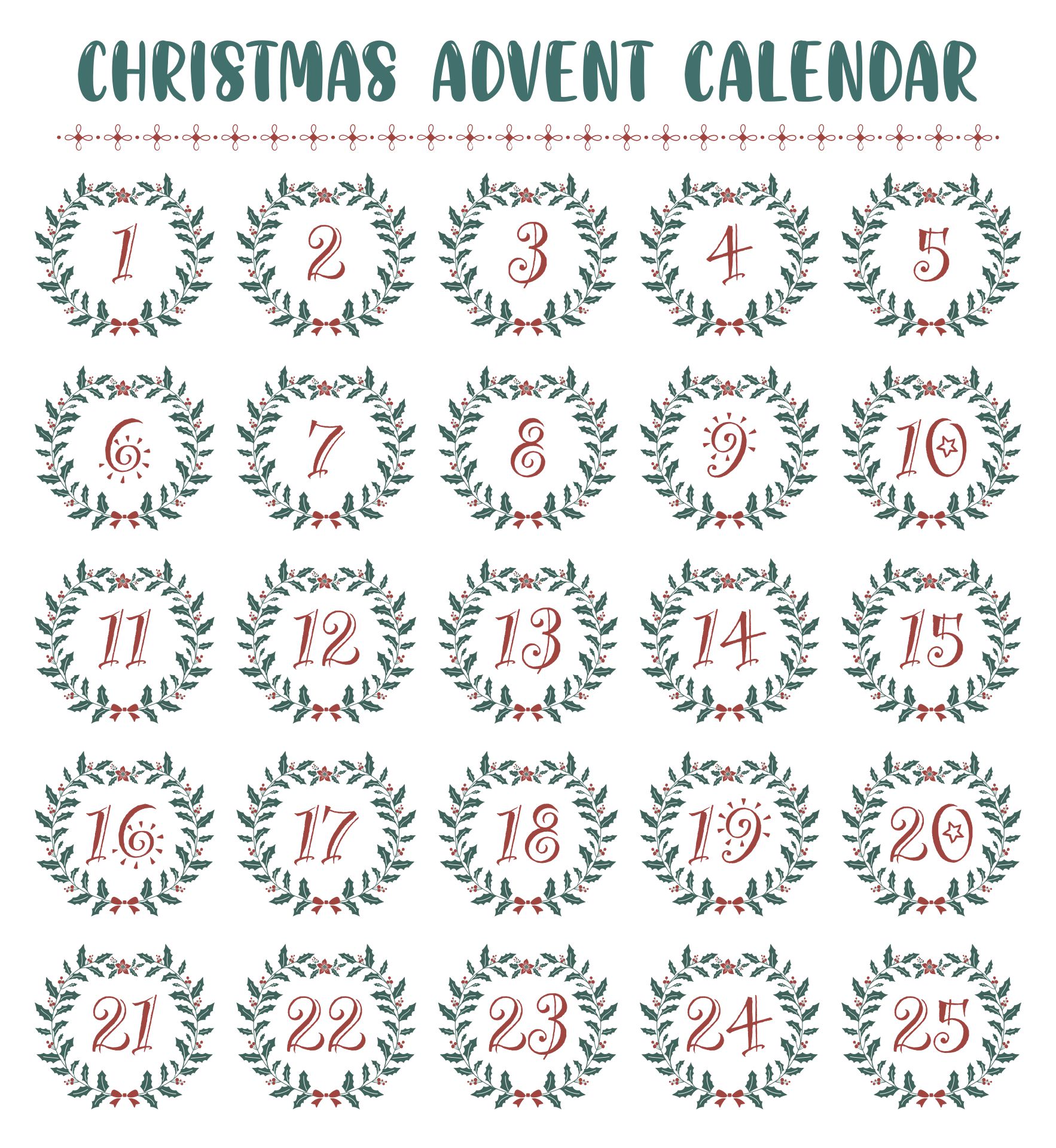 15 Best Printable Christmas Advent Numbers Printablee