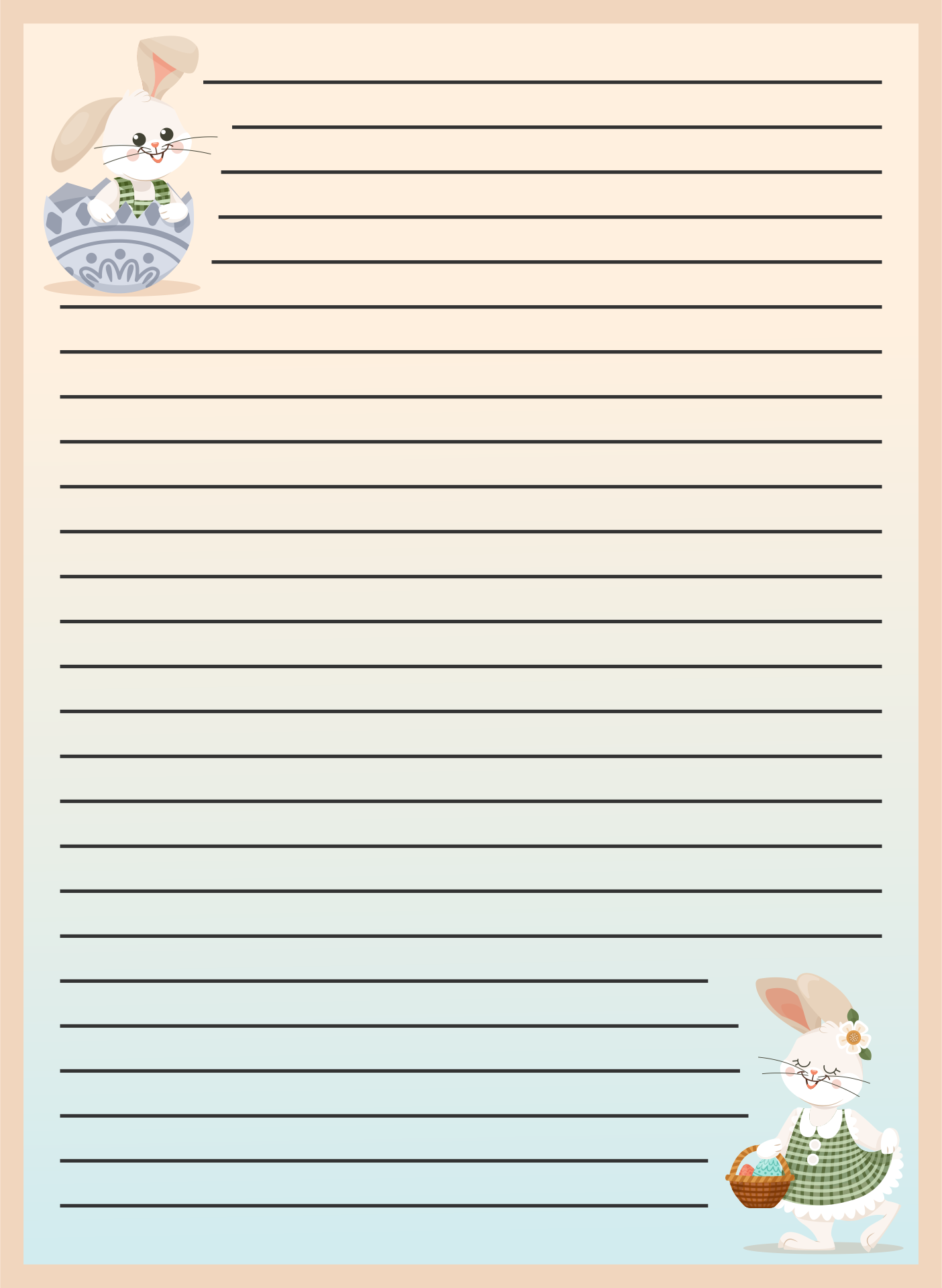 Easter Bunny  Printable Stationary