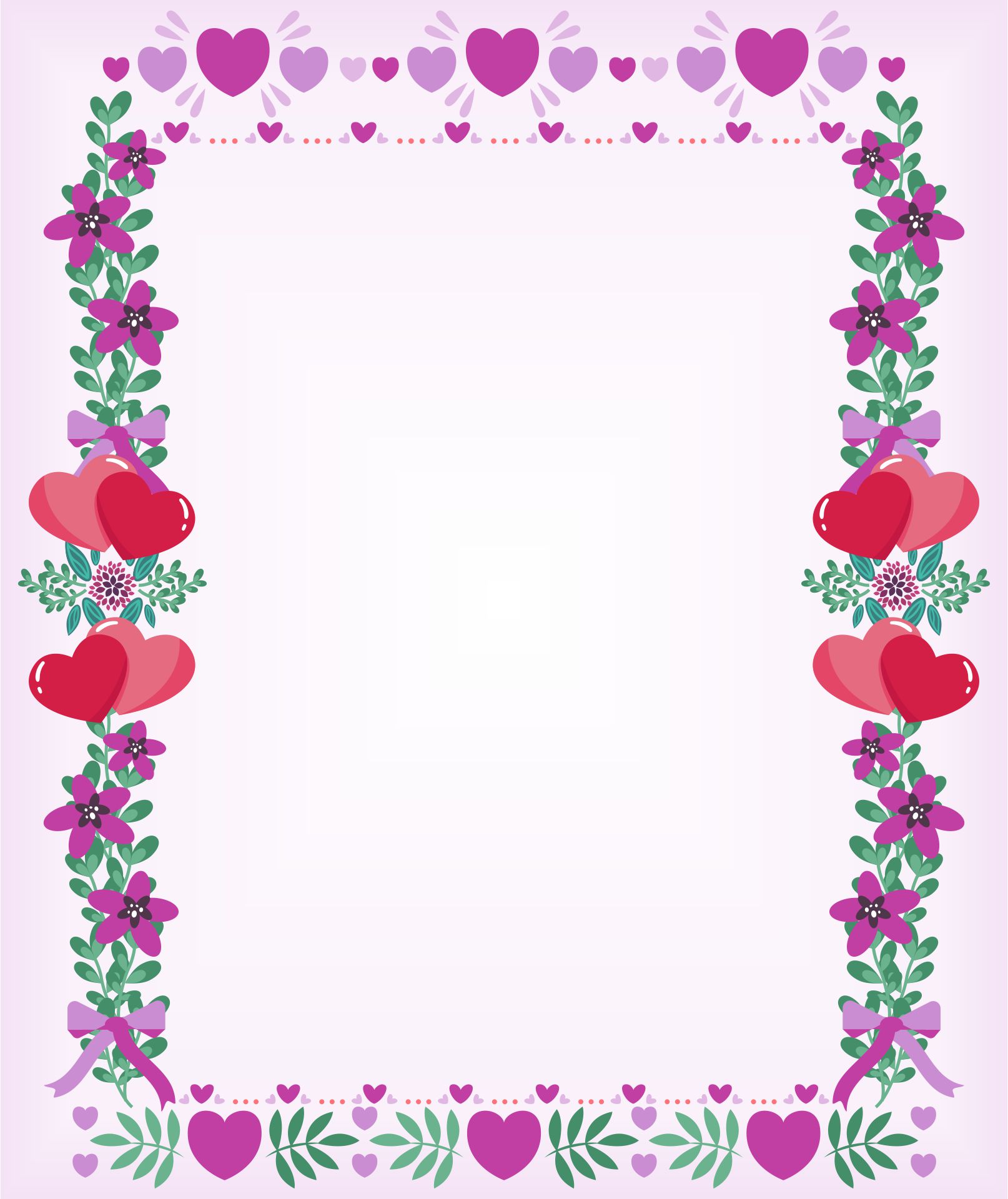 Printable Purple Flower Borders