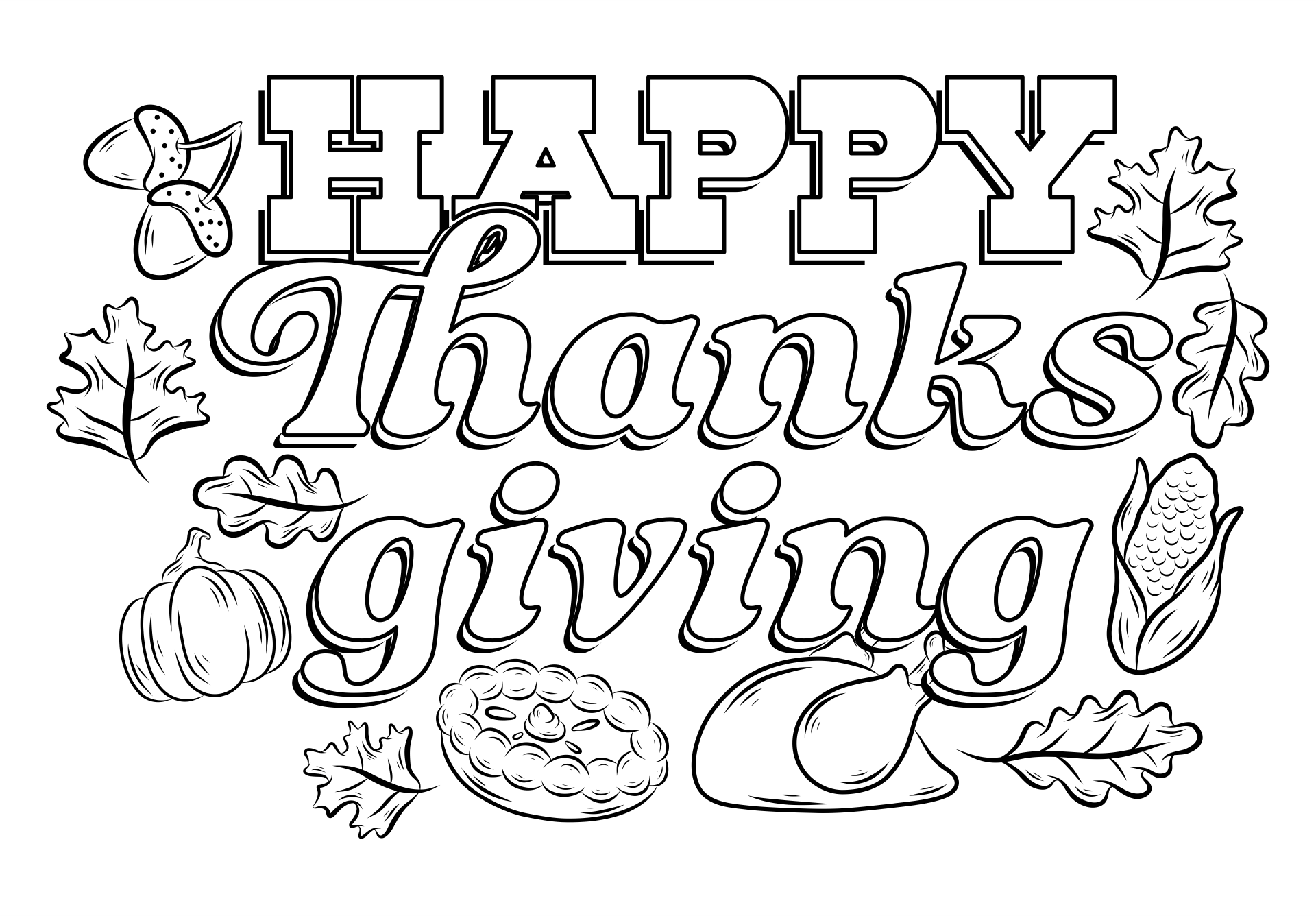 Happy Thanksgiving Sign Coloring Pages