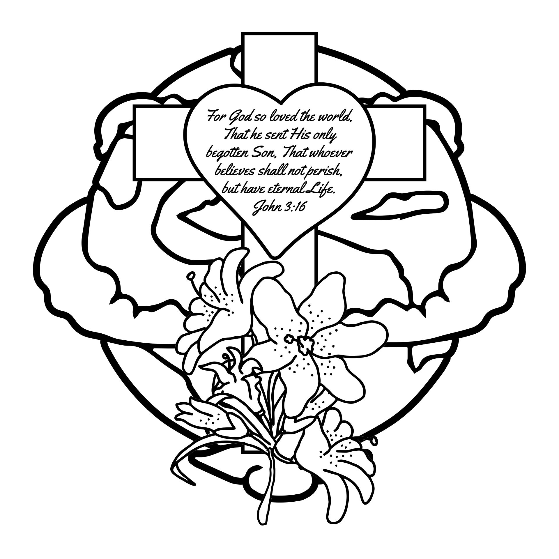 John 3 16 and Cross Coloring Pages