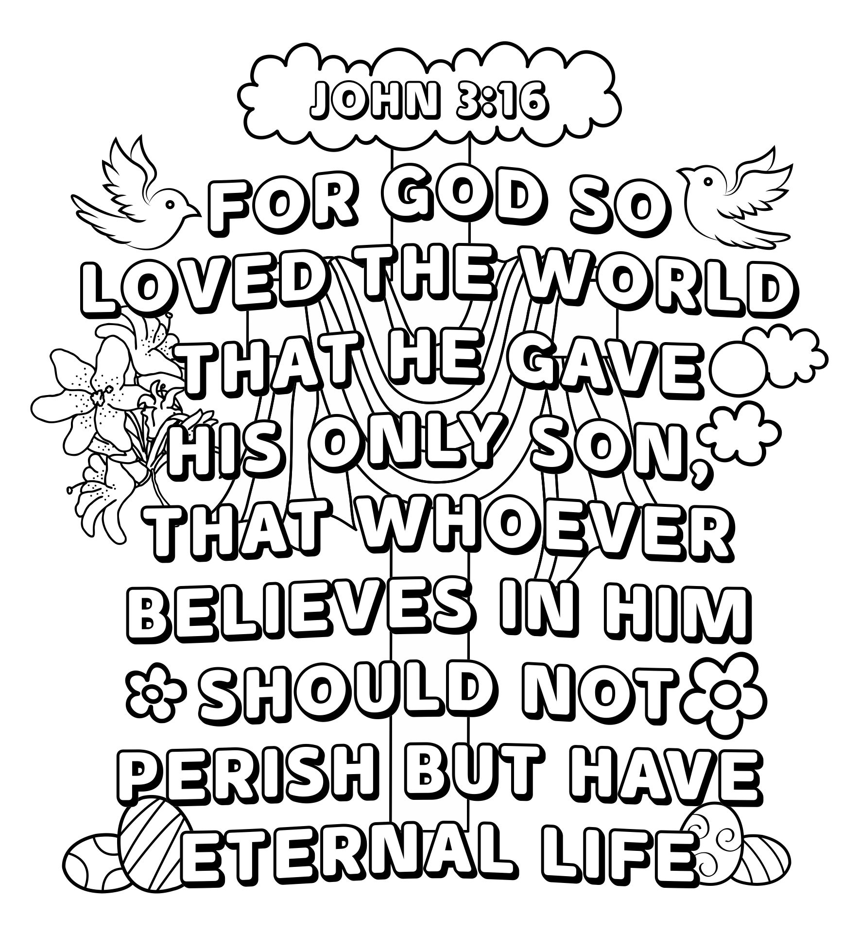 Printable Coloring Page with John 3 16