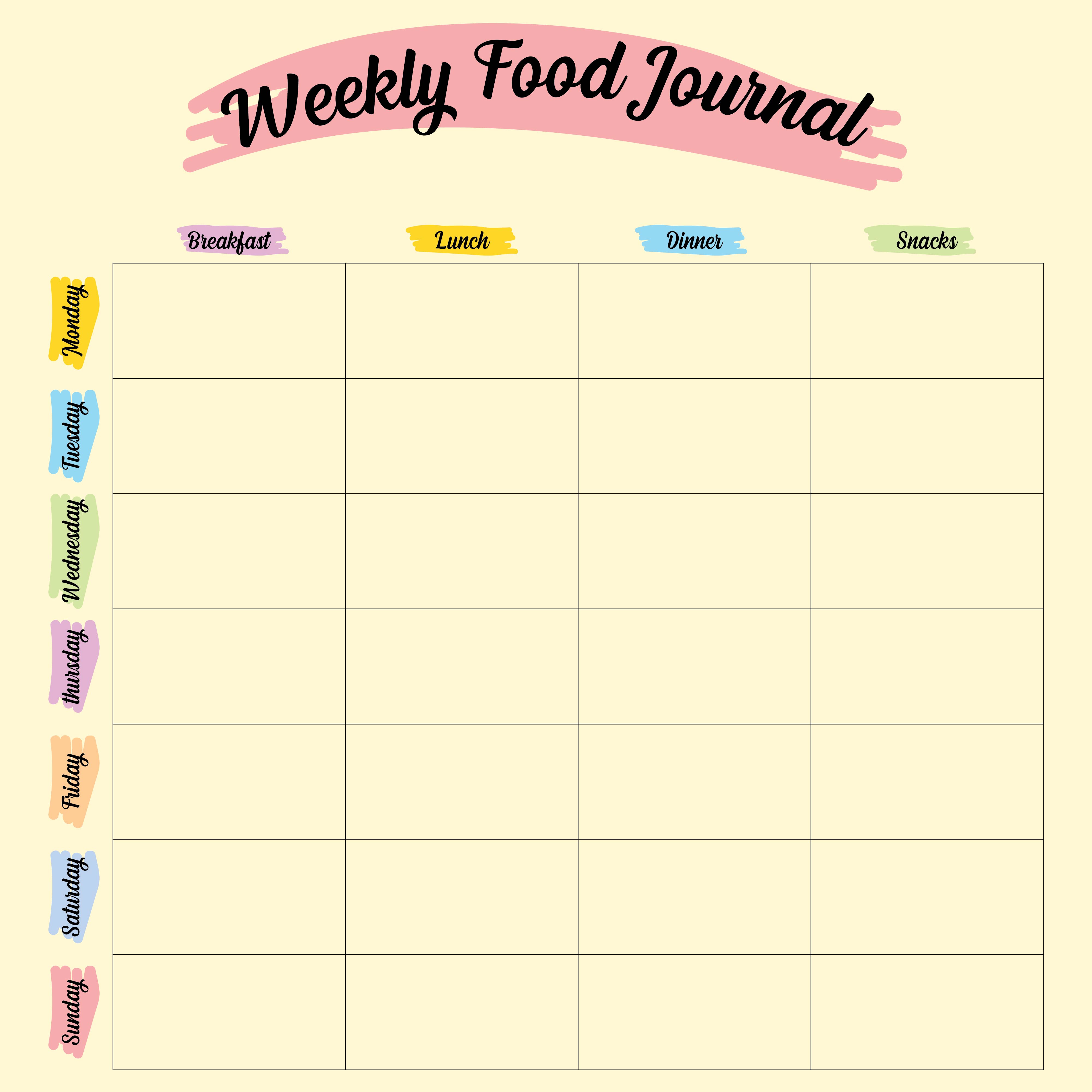 10 Best Printable Weekly Food Log Journal