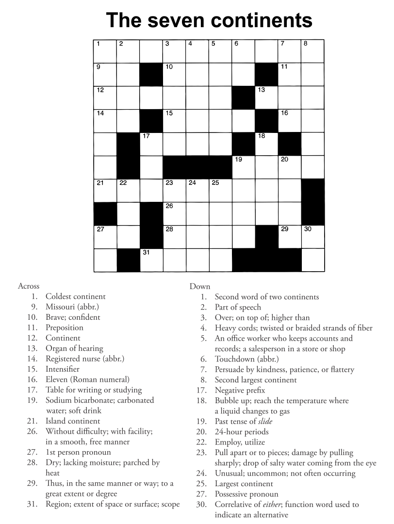 Printable Crosswords for Adults