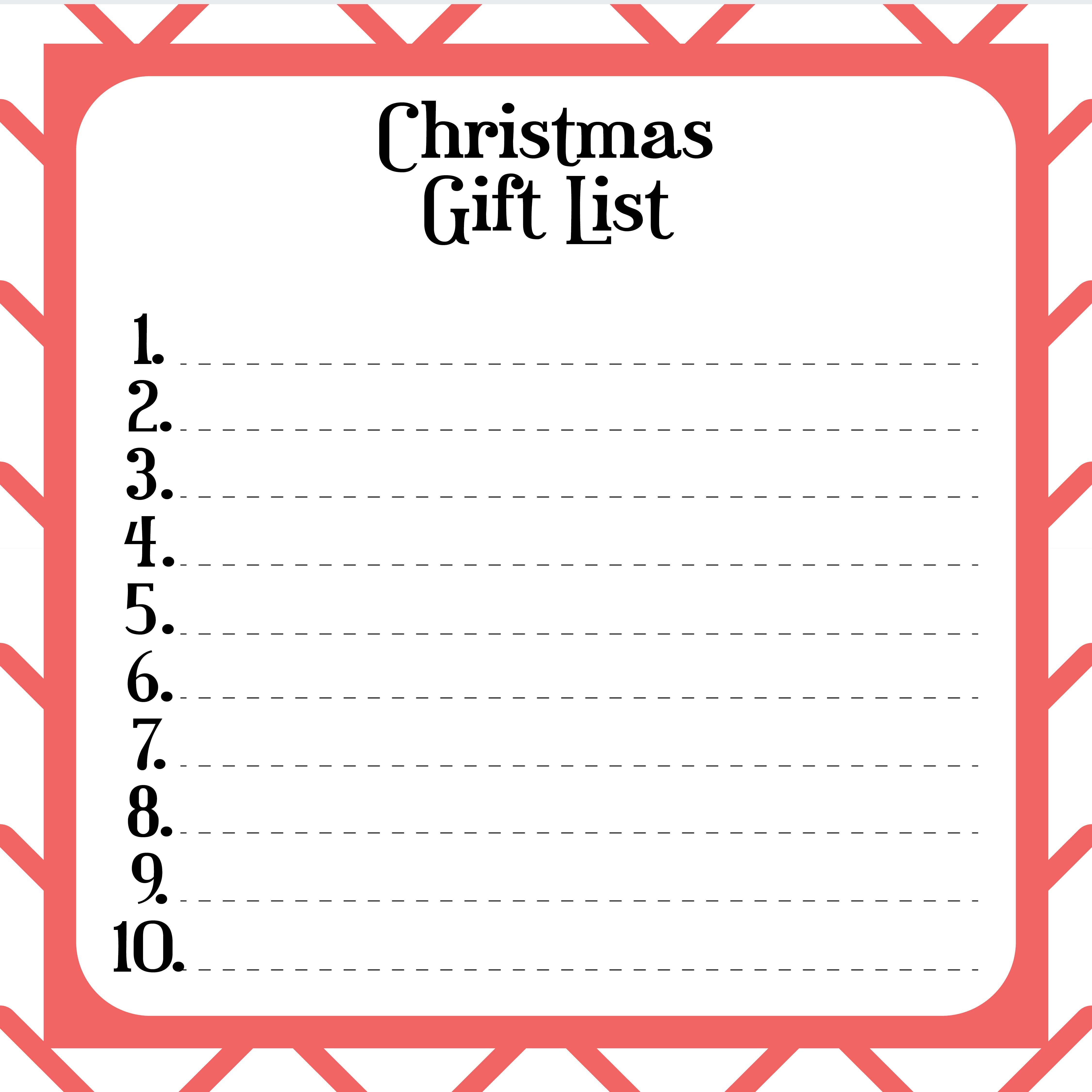 Printable Christmas Gift List Planner