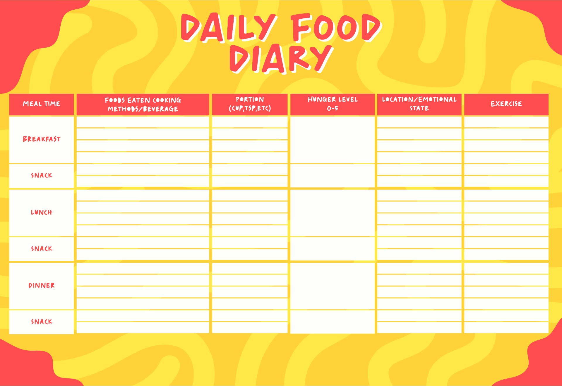 food-journal-printable-daily-food-diary-calories-log-food-etsy-food