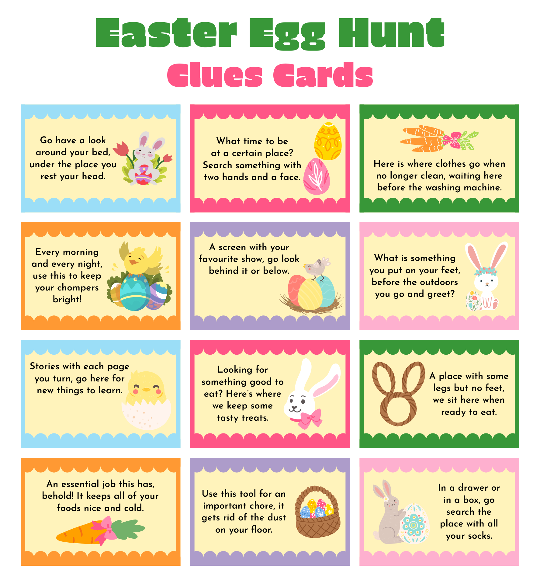 Printable Easter Egg Hunt Clue Cards