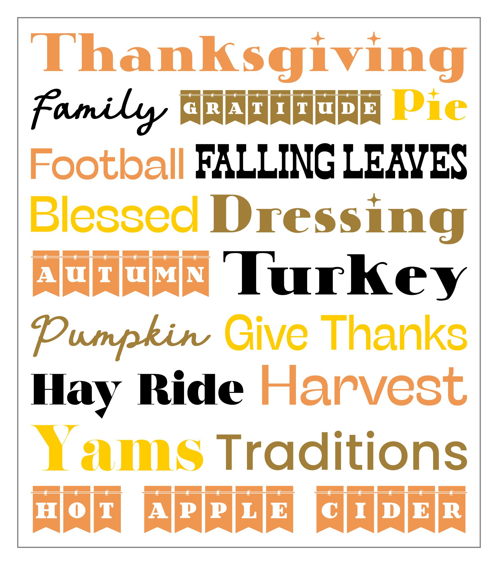  Printable Thanksgiving Word Art