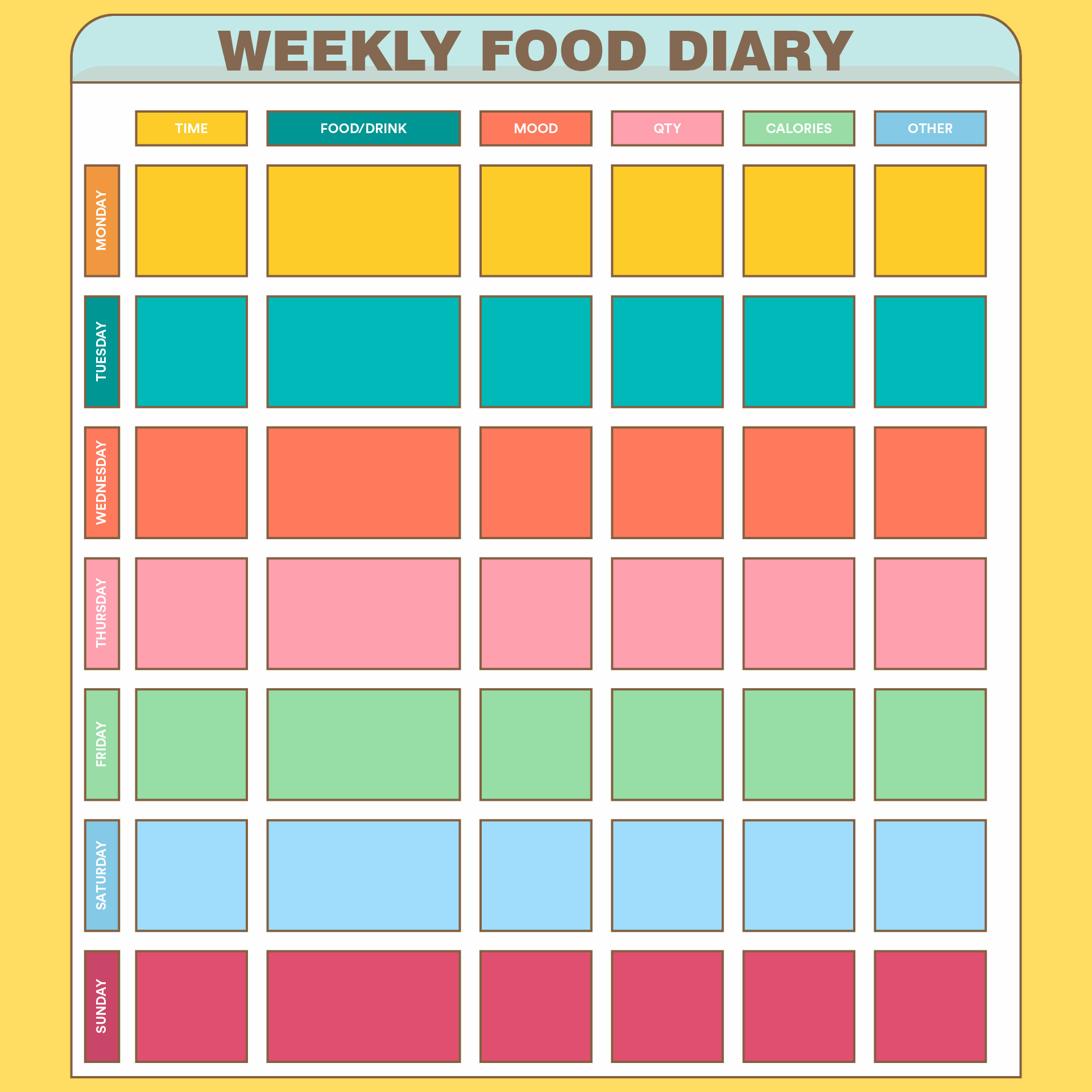 Printable Weekly Food Log Journal