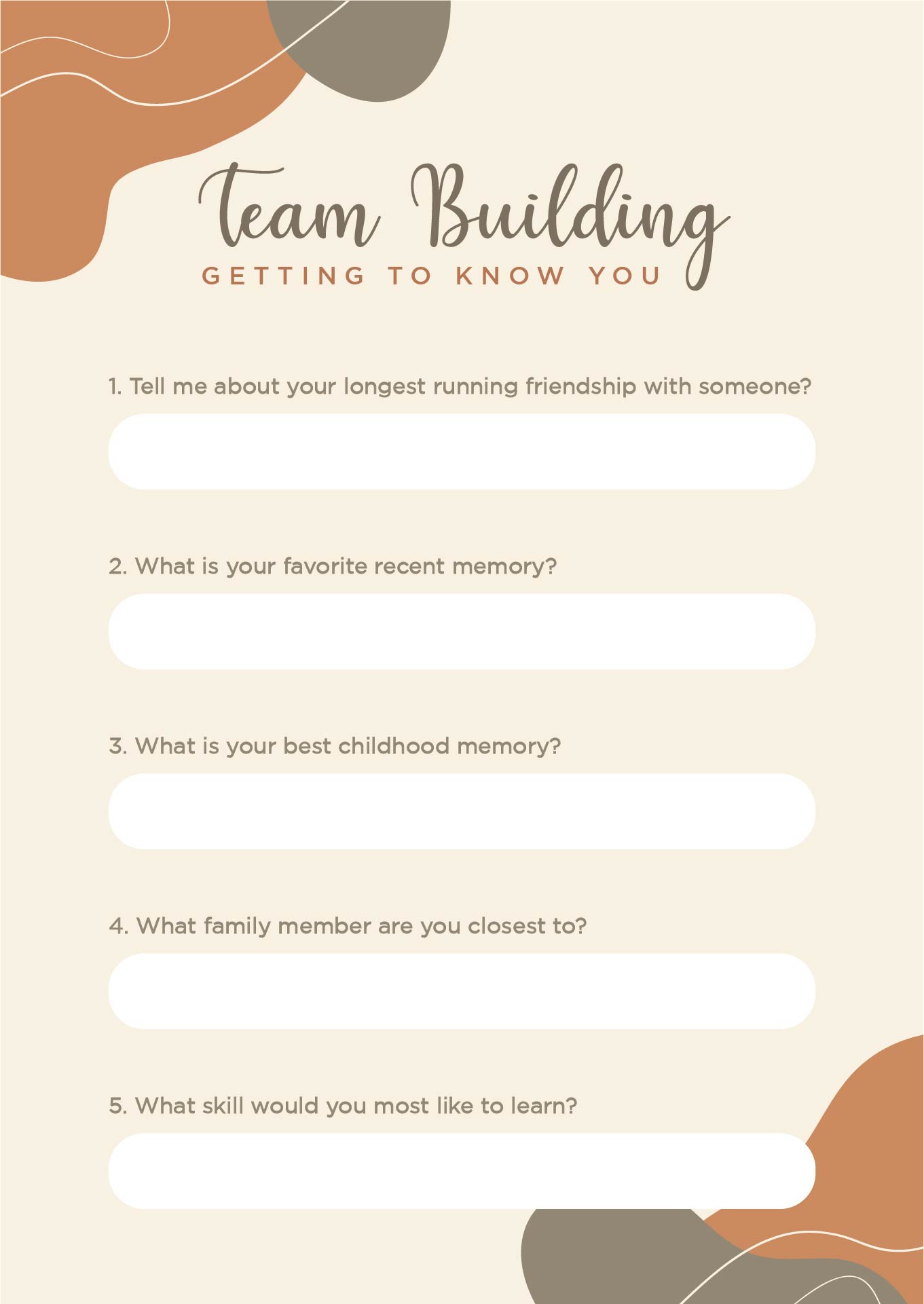 Team Building Activities Get to Know You