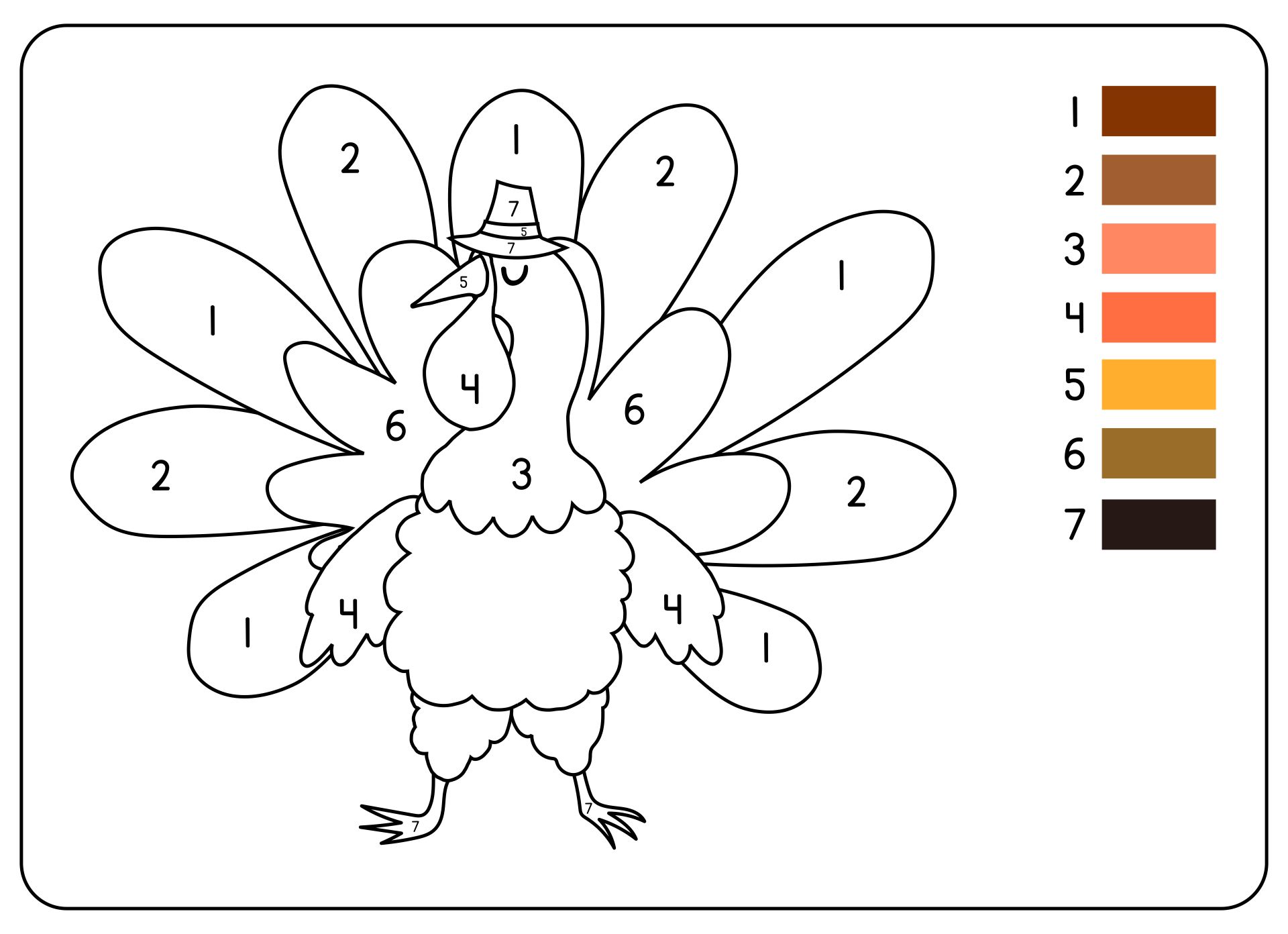 Thanksgiving Color by Number Coloring Pages