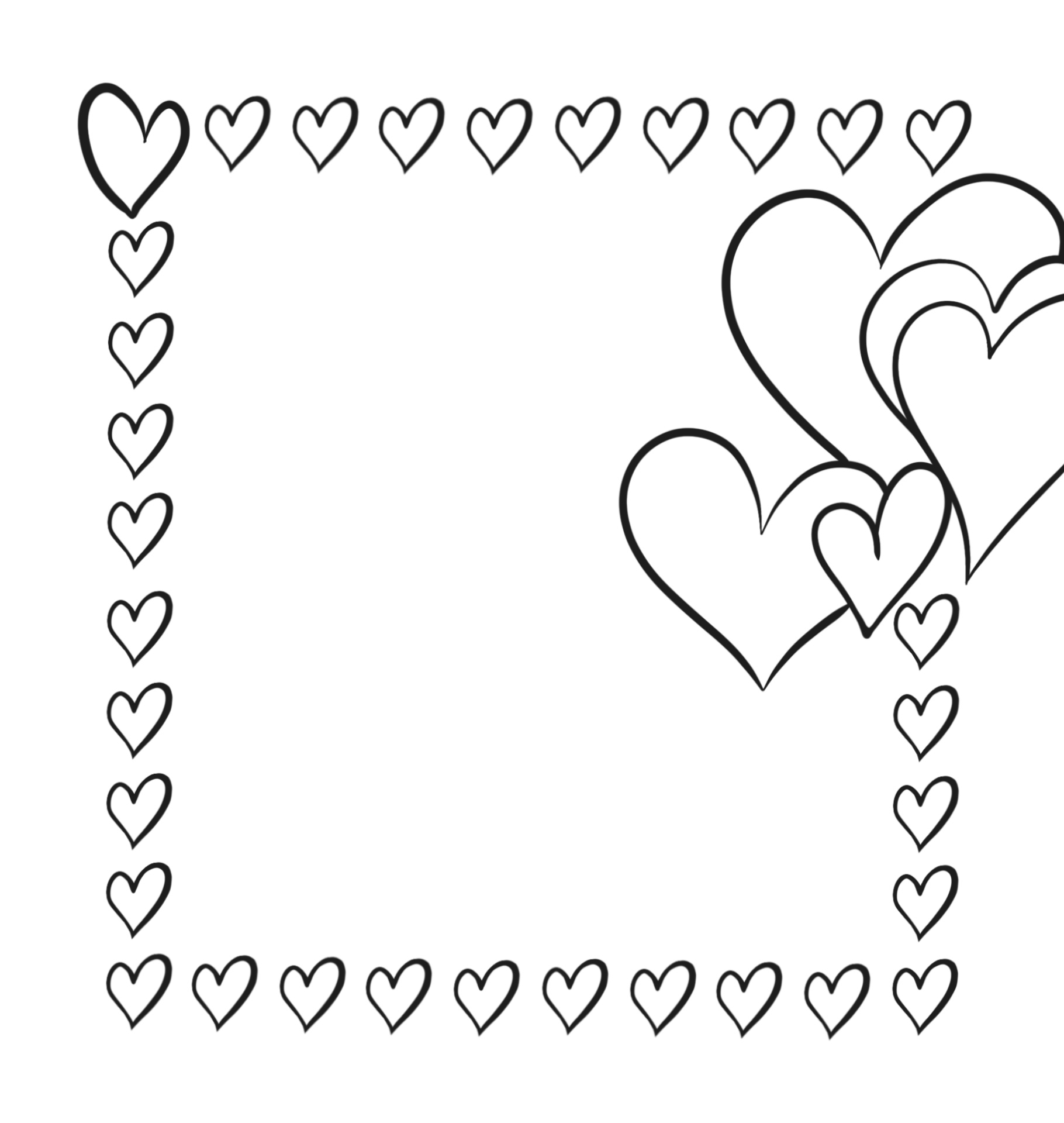 Border Frame Heart Valentine Coloring