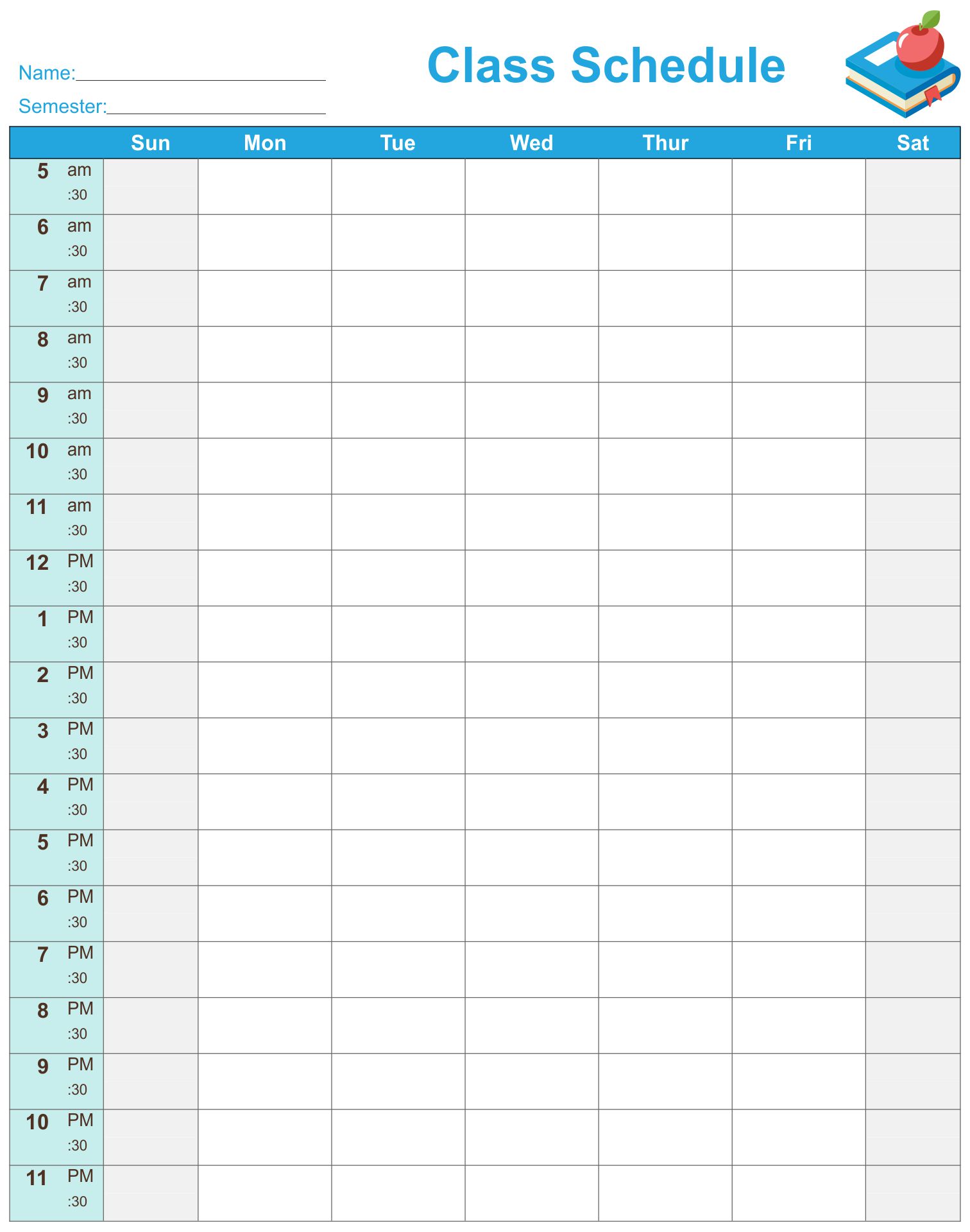 Class Schedule Maker Template