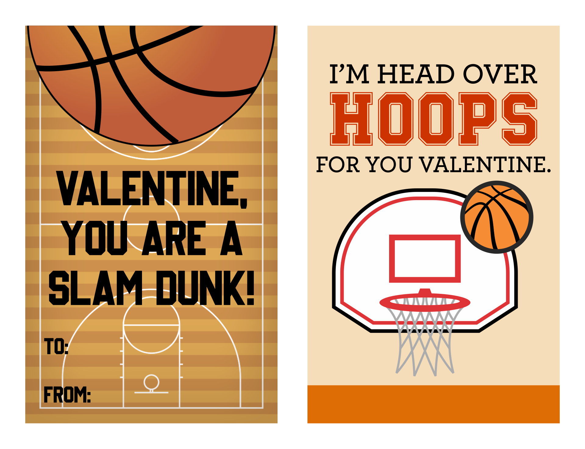 Printable Basketball Valentines Day Cards