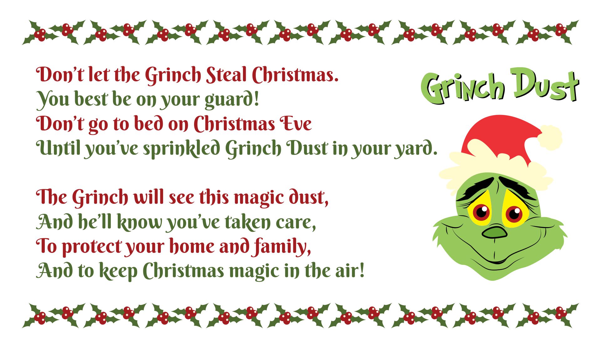 Grinch Dust  Printable