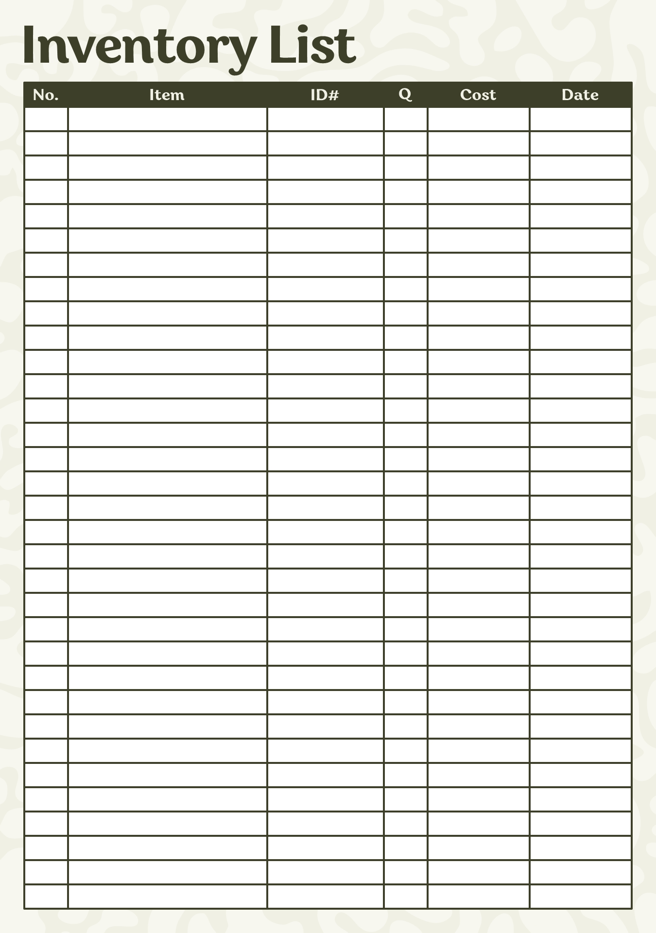10 Best Free Printable Inventory Log Sheet Printablee