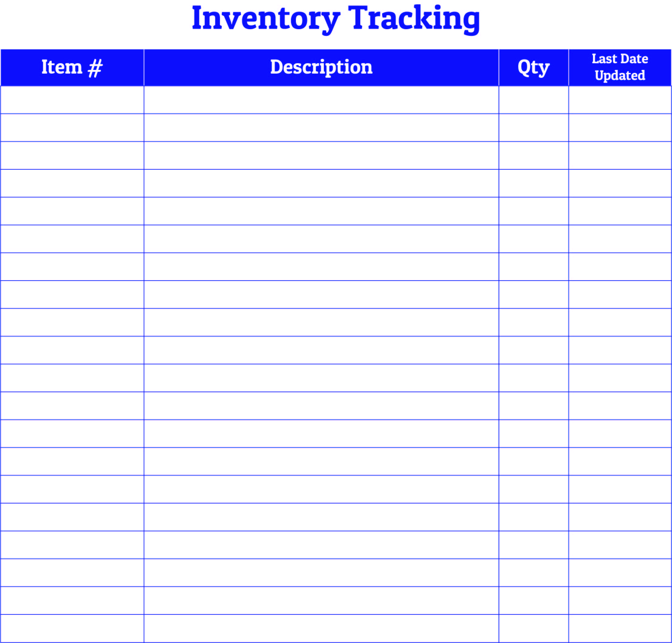 Inventory Printable Sheets