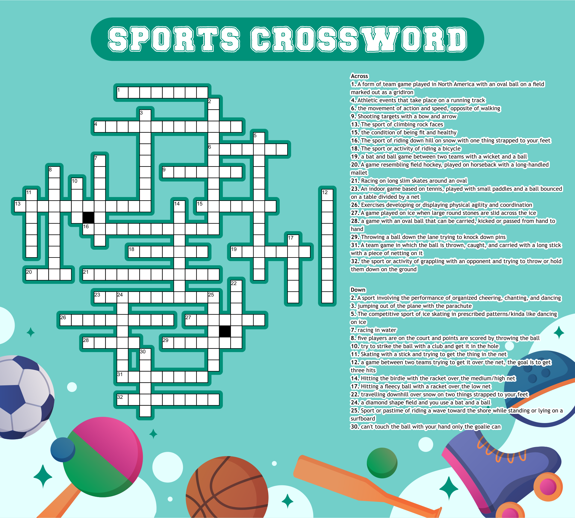 Printable Sports Crossword Puzzles